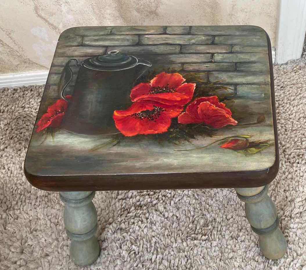 Photo 1 of HAND PAINTED FOOT STOOL 11“ x 9“ H 11”