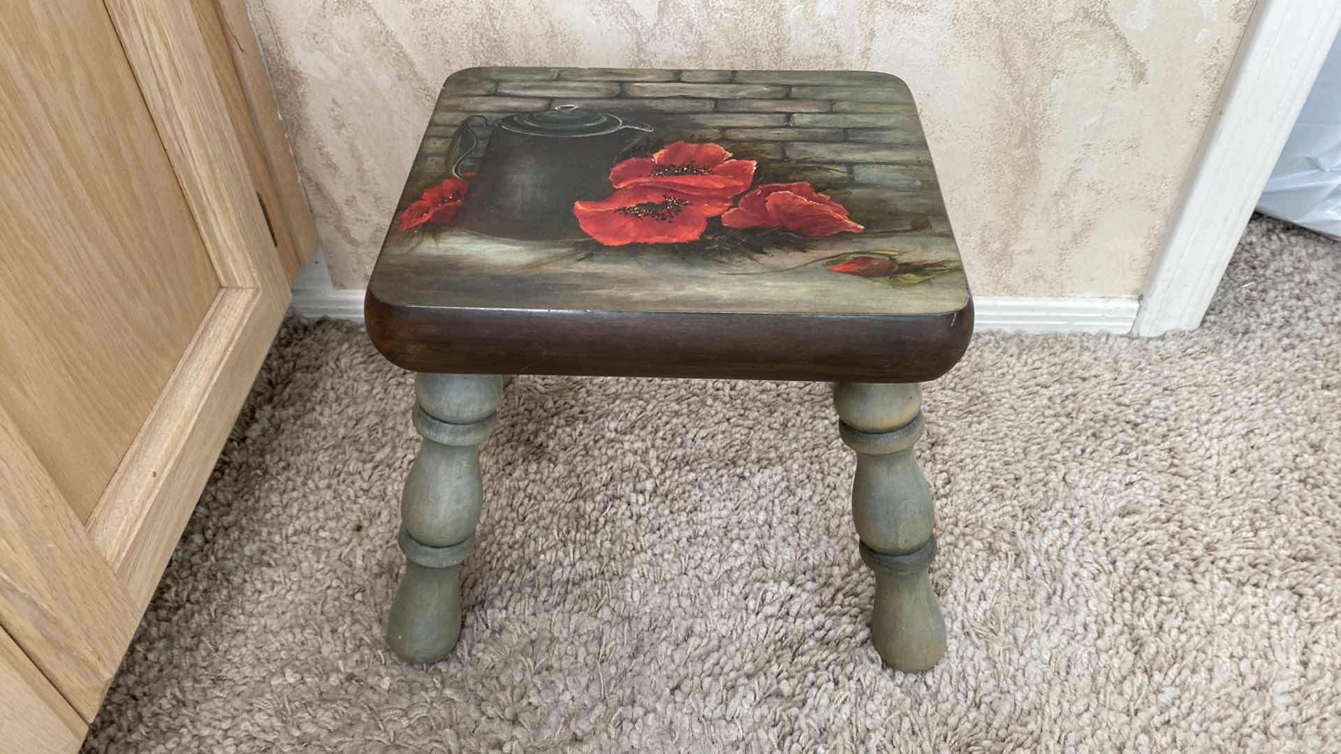 Photo 2 of HAND PAINTED FOOT STOOL 11“ x 9“ H 11”