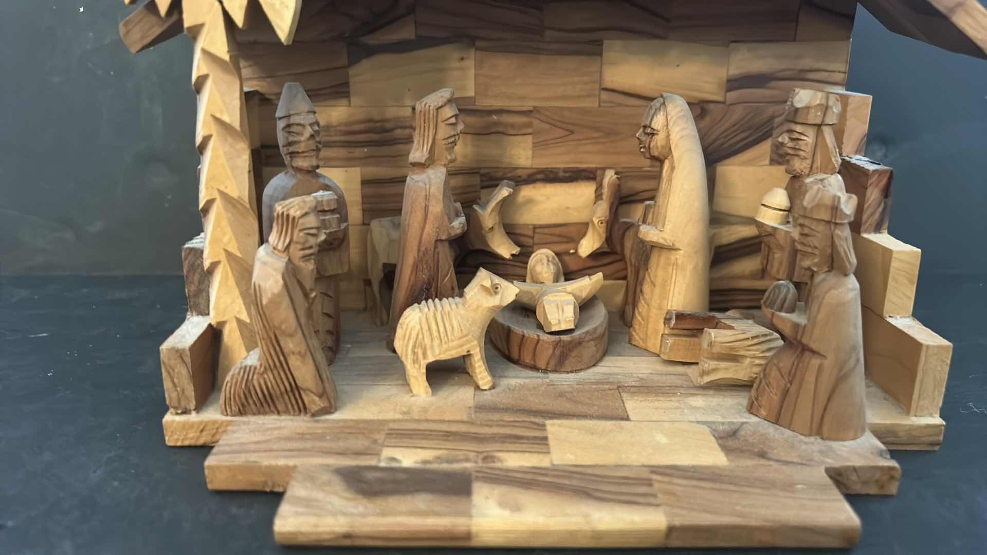 Photo 2 of MUSICAL WOOD NATIVITY SCENE “SILENT NIGHT” 8” x 8”