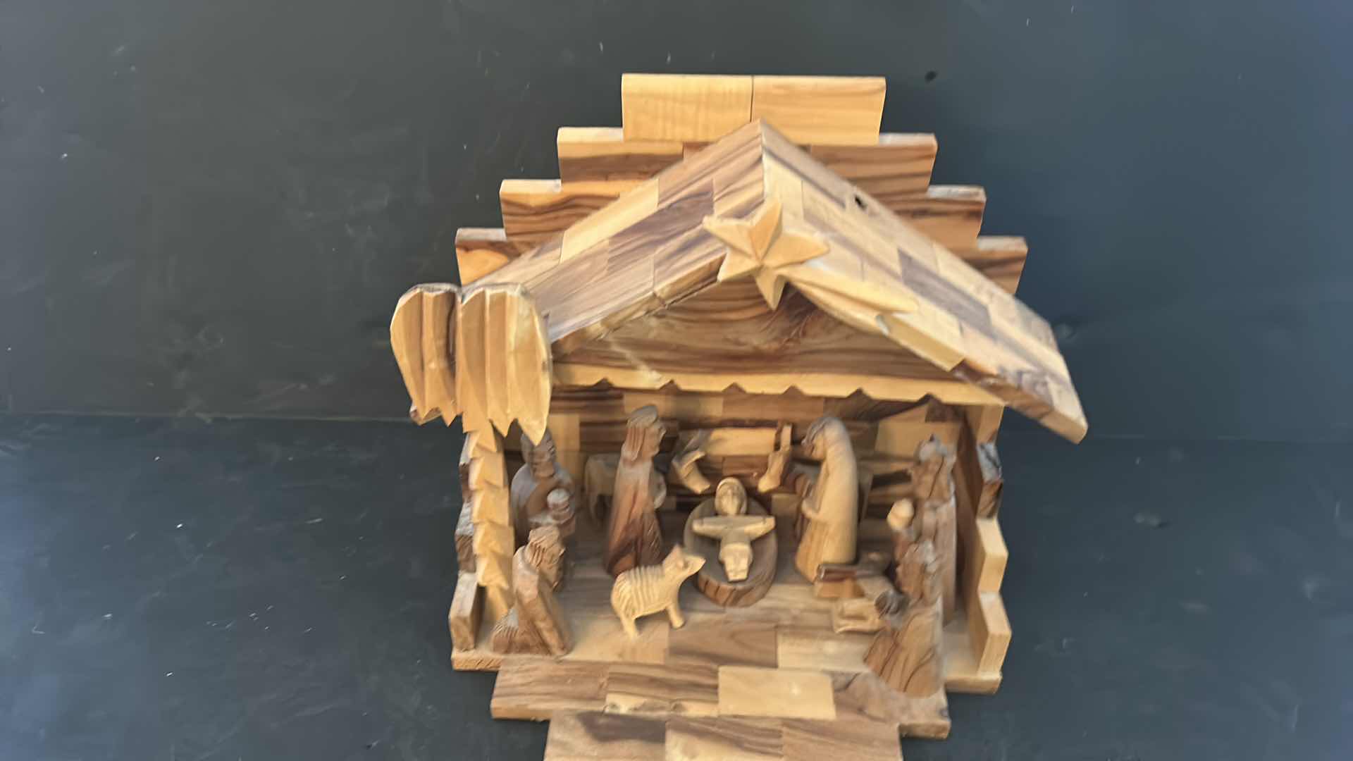 Photo 3 of MUSICAL WOOD NATIVITY SCENE “SILENT NIGHT” 8” x 8”