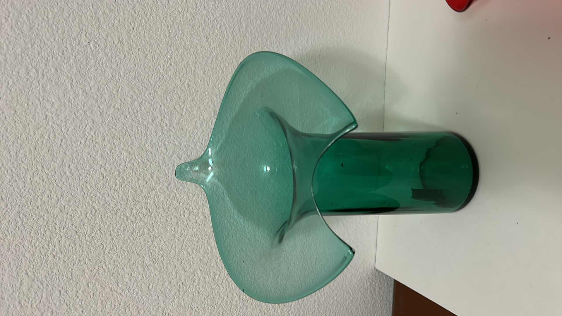 Photo 2 of GLASS ORCHID VASE  H9.5” AND SCALLOPED BOWL
