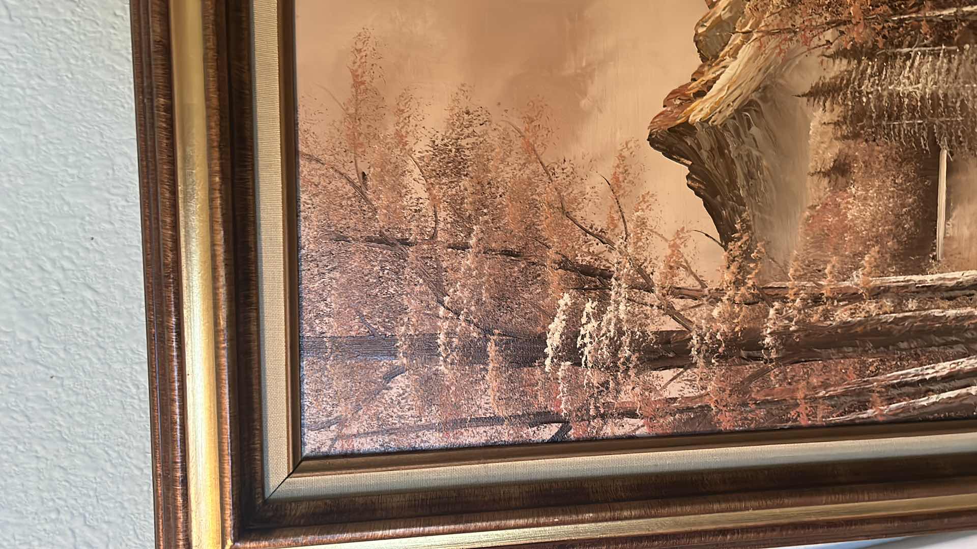 Photo 3 of SIGNED OIL PAINTING, LANDSCAPE 
IN GOLDEN HUES” FRAMED 18” x 31”