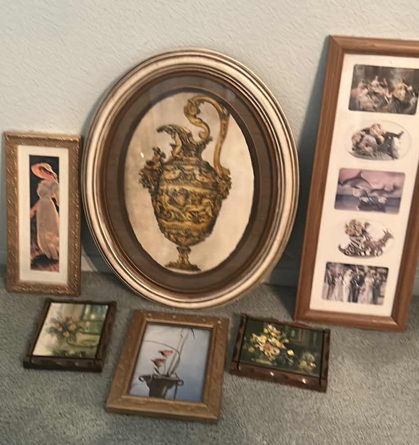 Photo 1 of 6 VINTAGE PIECES OF ARTWORK OVAL 15” x 19”