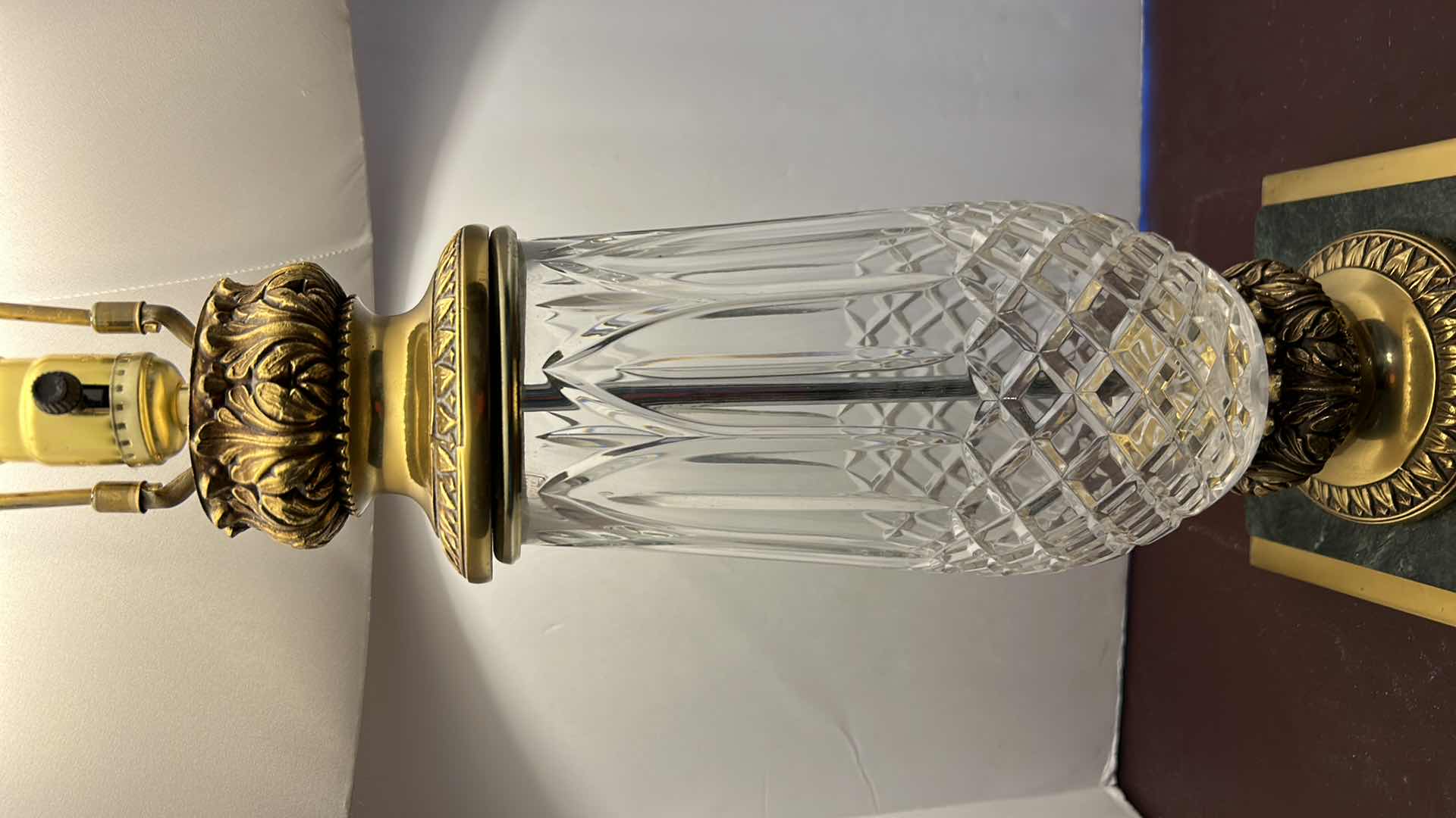 Photo 4 of CRYSTAL BRASS AND MARBLE TABLE LAMP H32”