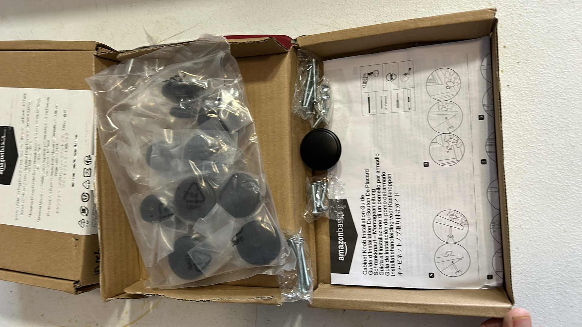 Photo 2 of 3 NEW BOXES - AMAZON BASICS MODERN WIDE RING CABINET KNOBS  FLAT BLACK 