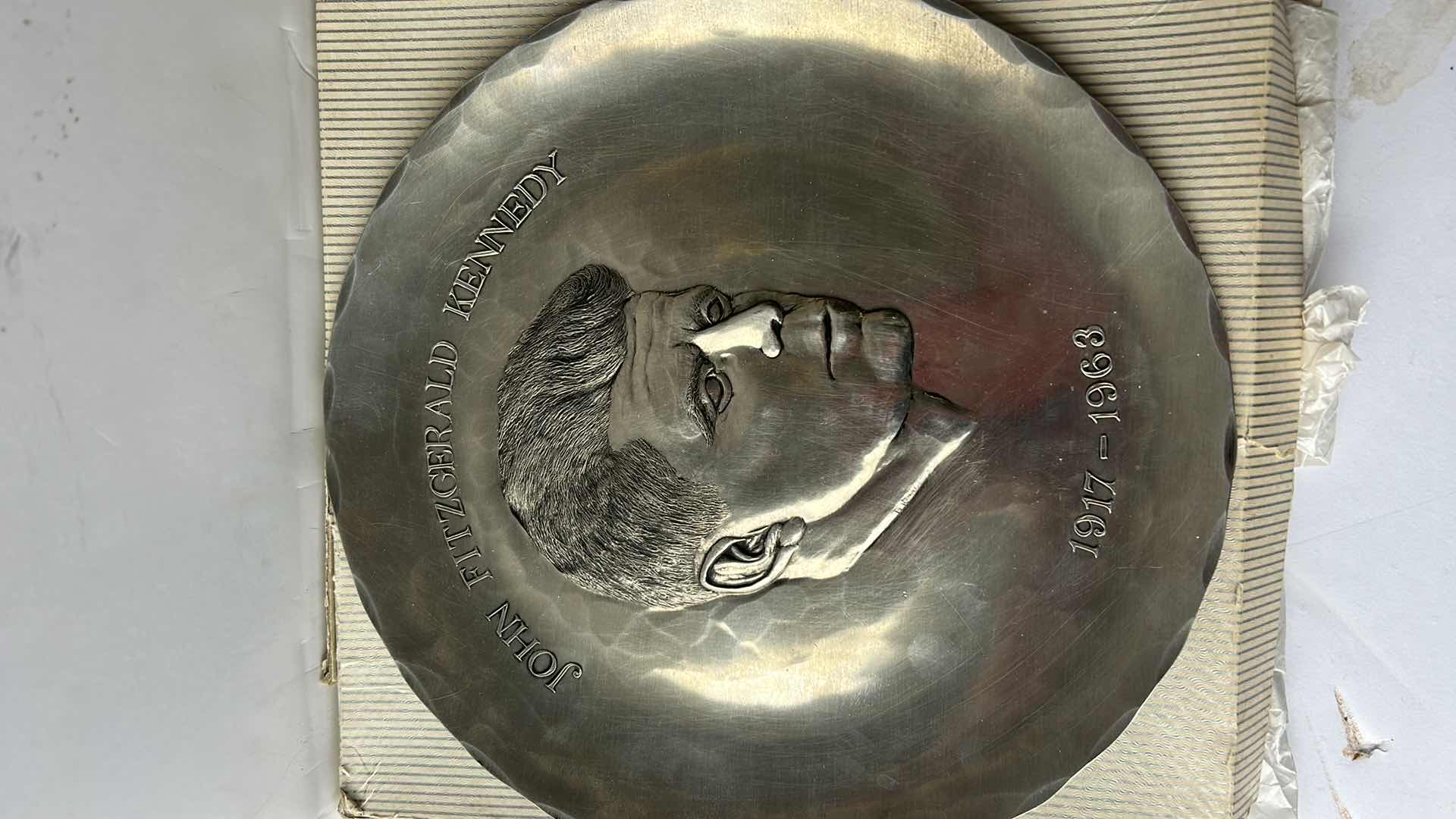 Photo 2 of PEWTER FIRST EDITION OF 5000 JFK COMMEMORATIVE PLATE