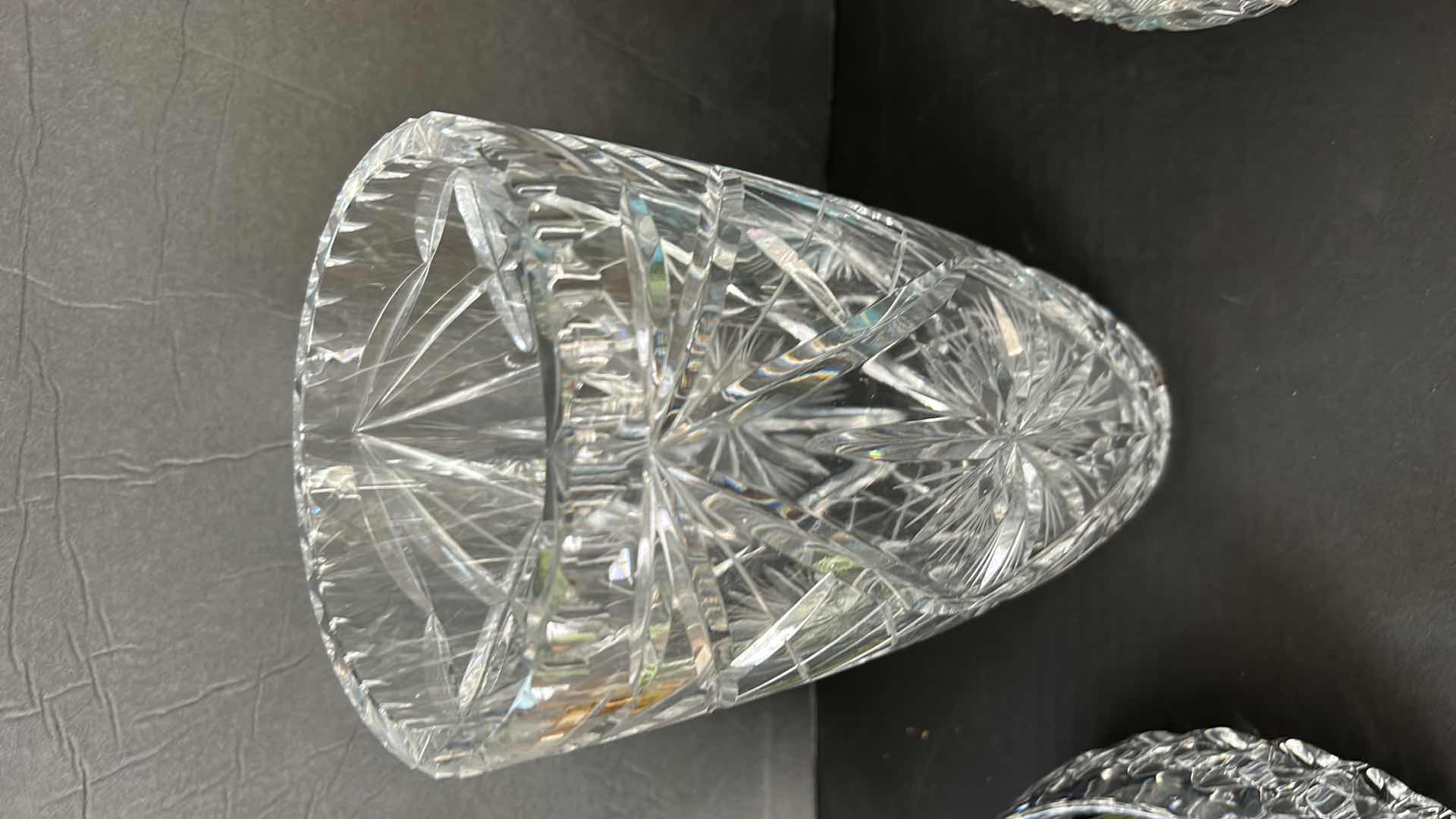 Photo 3 of LEADED CUT CRYSTAL ASSORTMENT WITH FAUX FRUIT (VASE H 10”)