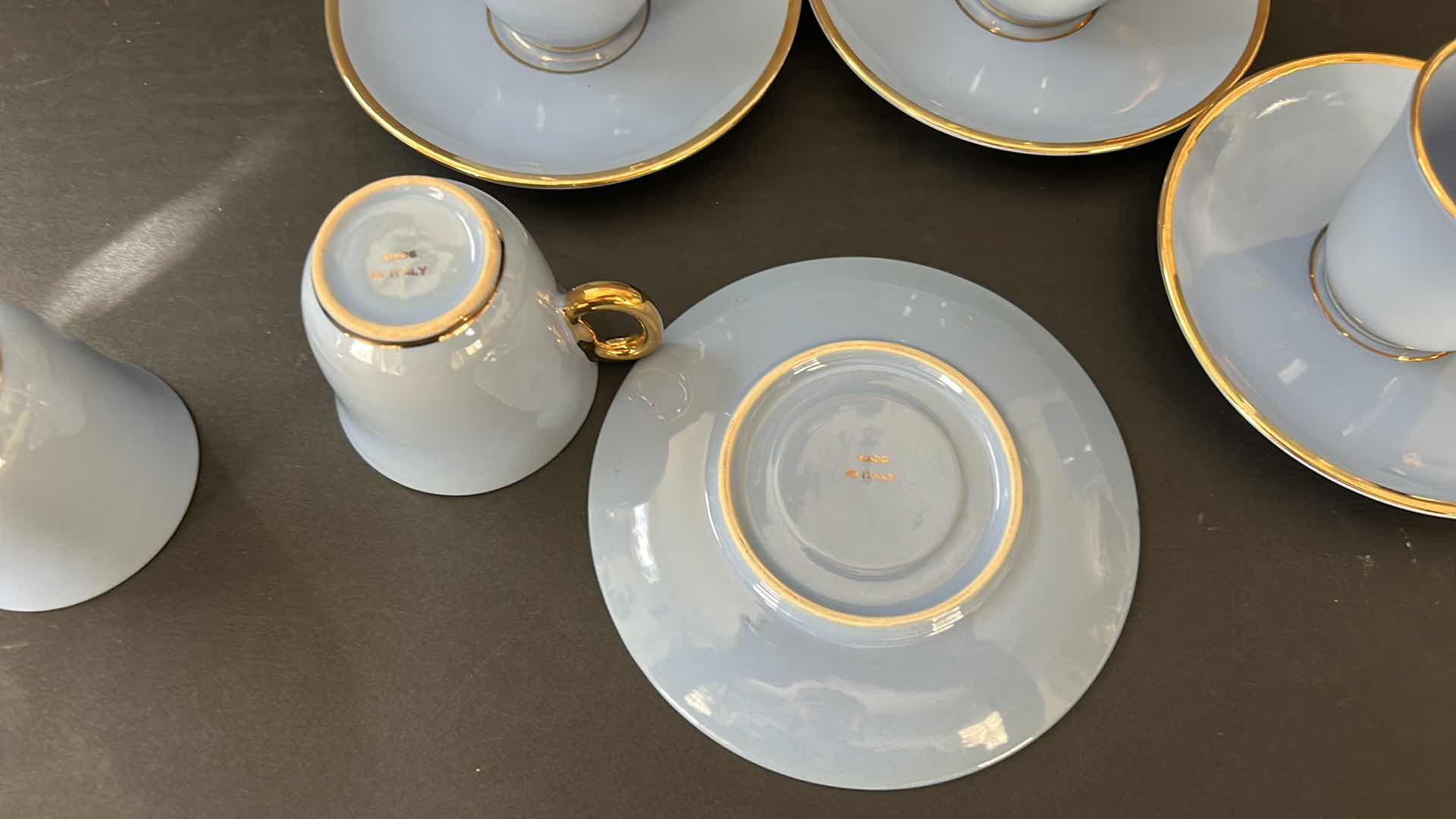 Photo 6 of FRENCH GOLD TIPPED BLUE PORCELAIN TEA CUPS, LENOX VASE H10.75” AND MORE