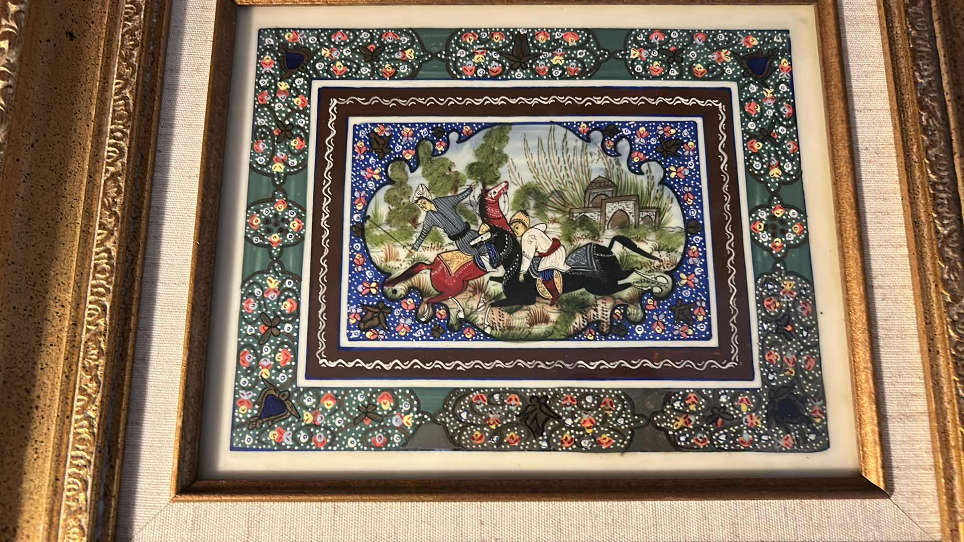 Photo 2 of WALL DECOR -“POLO MATCH” ORNATE GOLD FRAMED 17 1/2” x 15 1/2”
