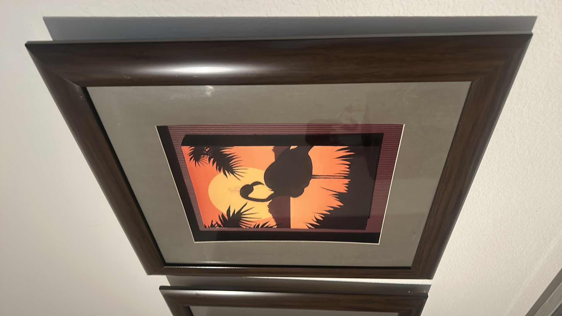 Photo 3 of 3 PC WALL DECOR, AFRICAN SUNSET WITH ELEPHANT, AND FLAMINGO, FRAMED ARTWORK EACH 
18” x 20”