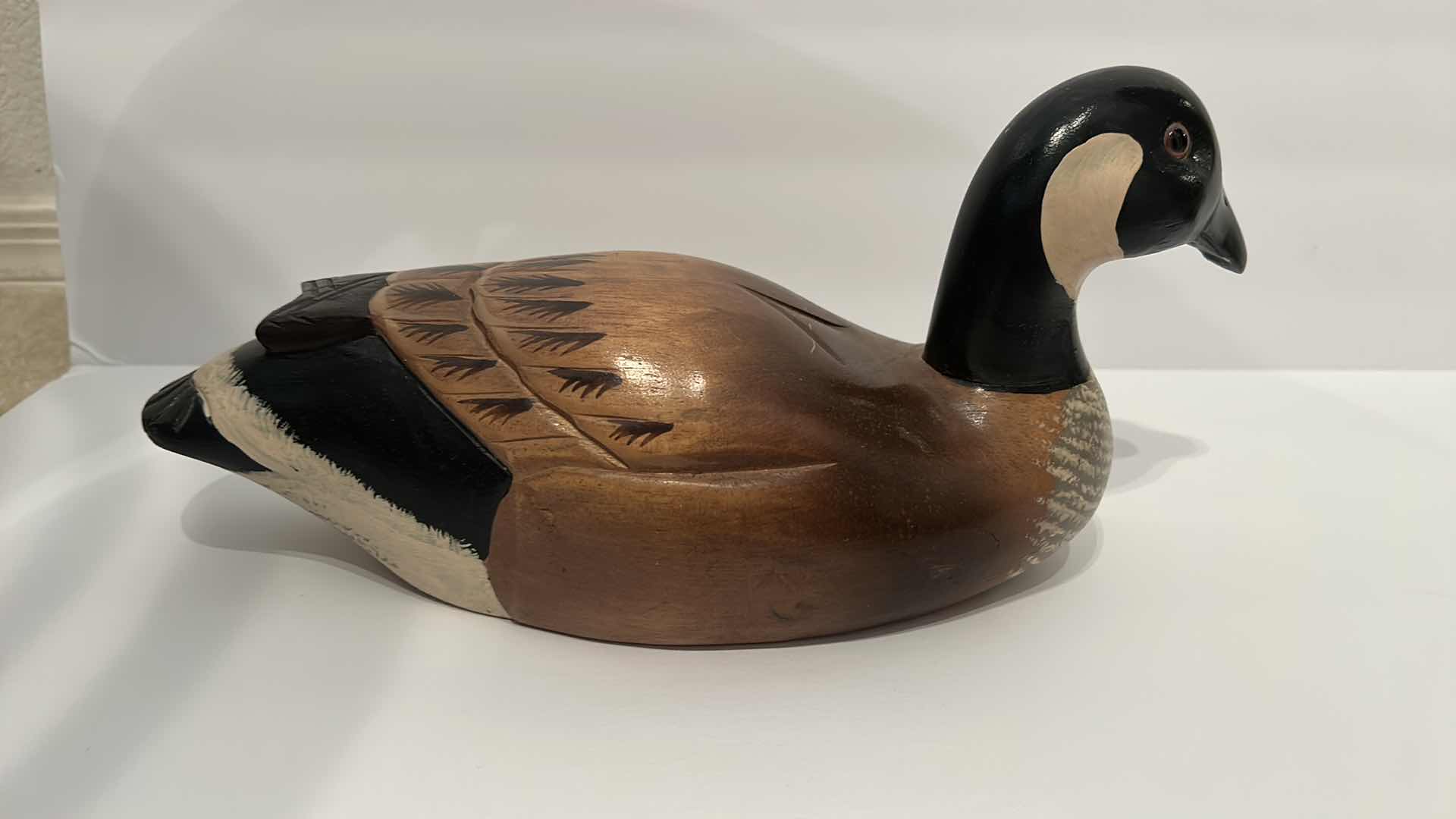 Photo 3 of 3 - WOOD HANDPAINTED DECOY DUCKS LARGEST 15”