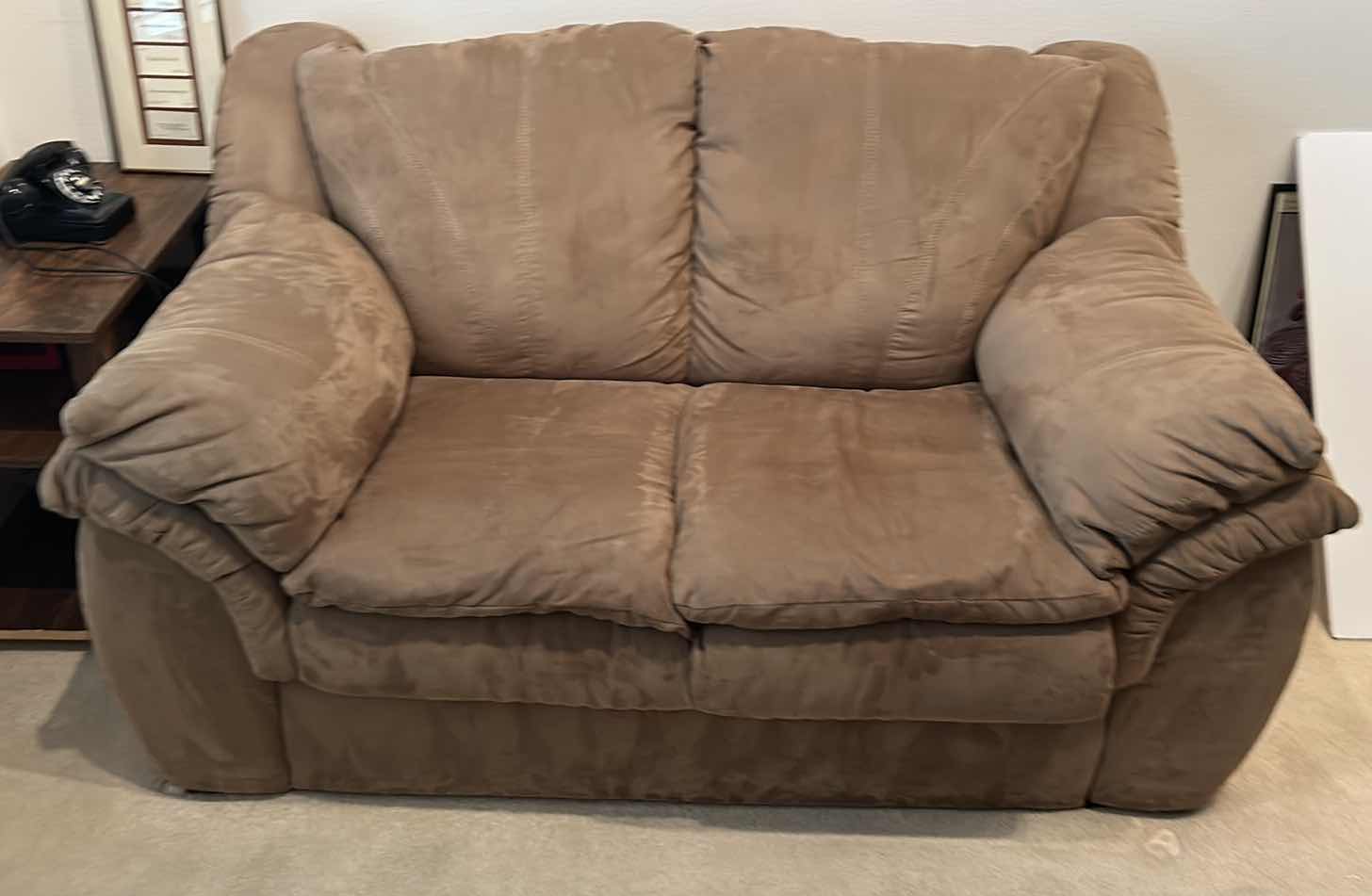 Photo 1 of SUPER SOFT DOUBLE PLUSH SUEDE FEEL SOFA/LOVESEAT, CHOCOLATE BROWN 61” x 41”