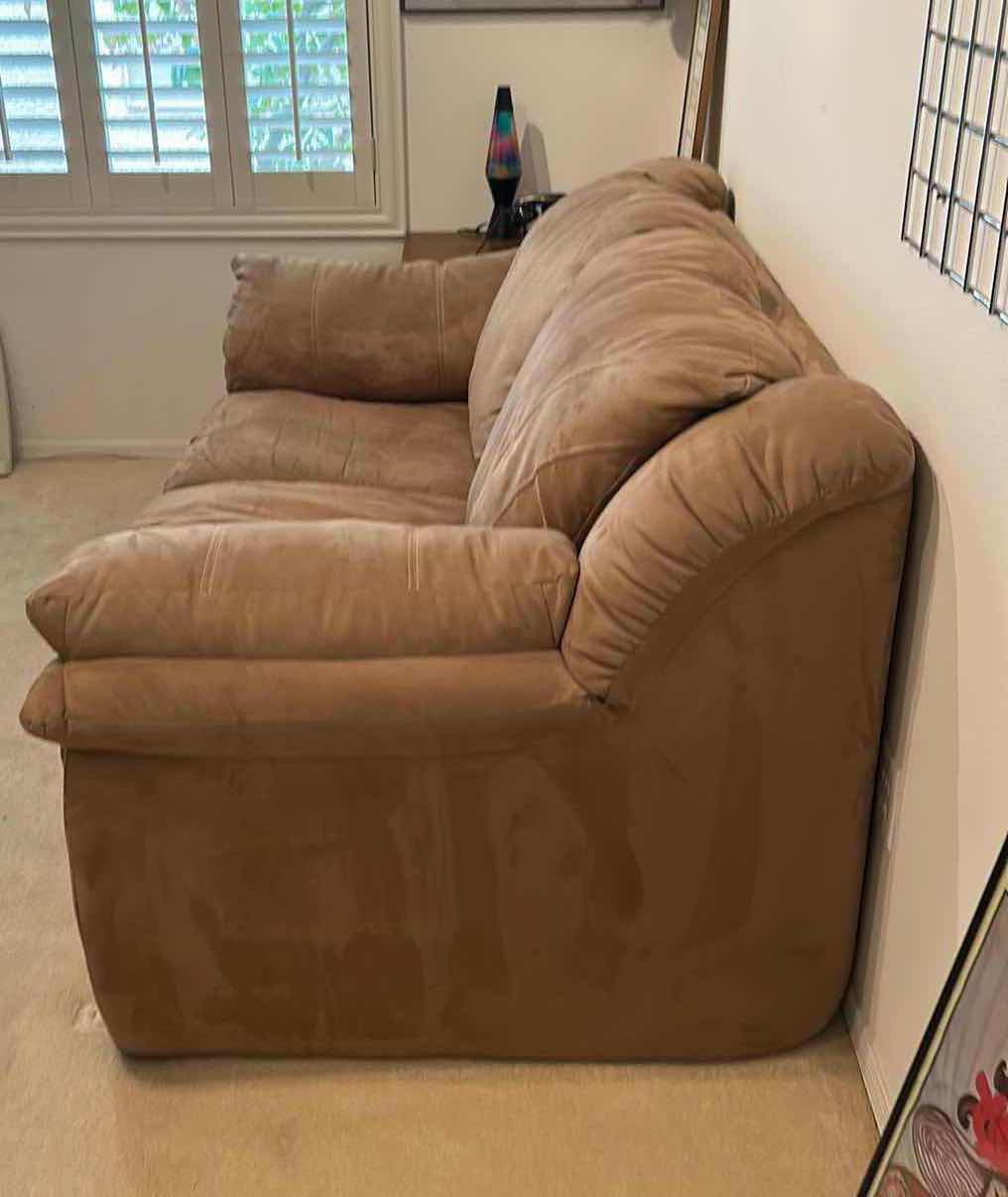 Photo 2 of SUPER SOFT DOUBLE PLUSH SUEDE FEEL SOFA/LOVESEAT, CHOCOLATE BROWN 61” x 41”