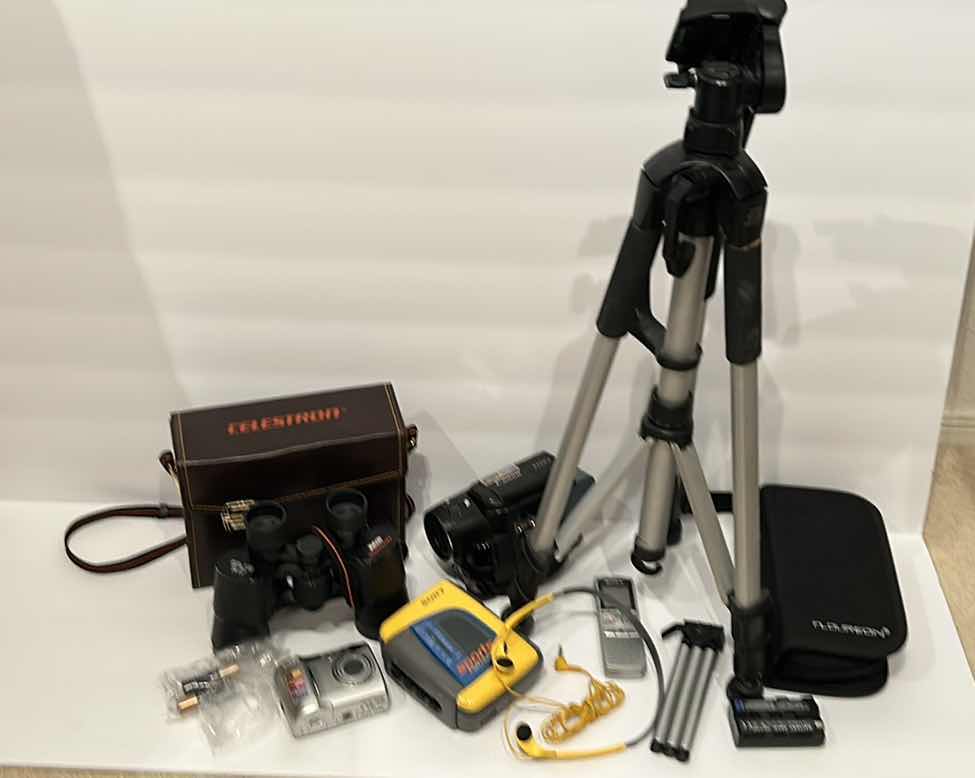 Photo 5 of CANON VIDEO CAMERA, NIKON CAMERA, SONY WALKMAN, TRI PODS CELESTRON BINOCULARS ANF FLOUREON KIT