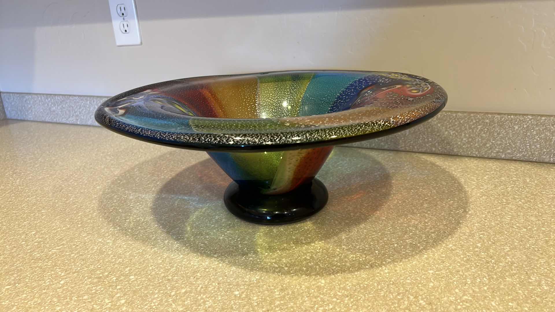 Photo 3 of 18” ROUND COLORFUL GLASS BOWL H7”