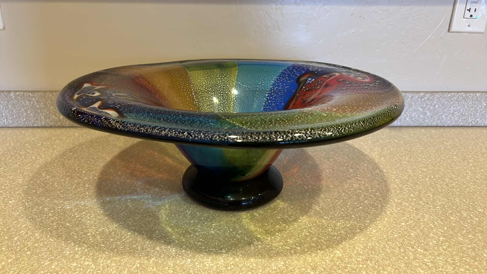 Photo 1 of 18” ROUND COLORFUL GLASS BOWL H7”