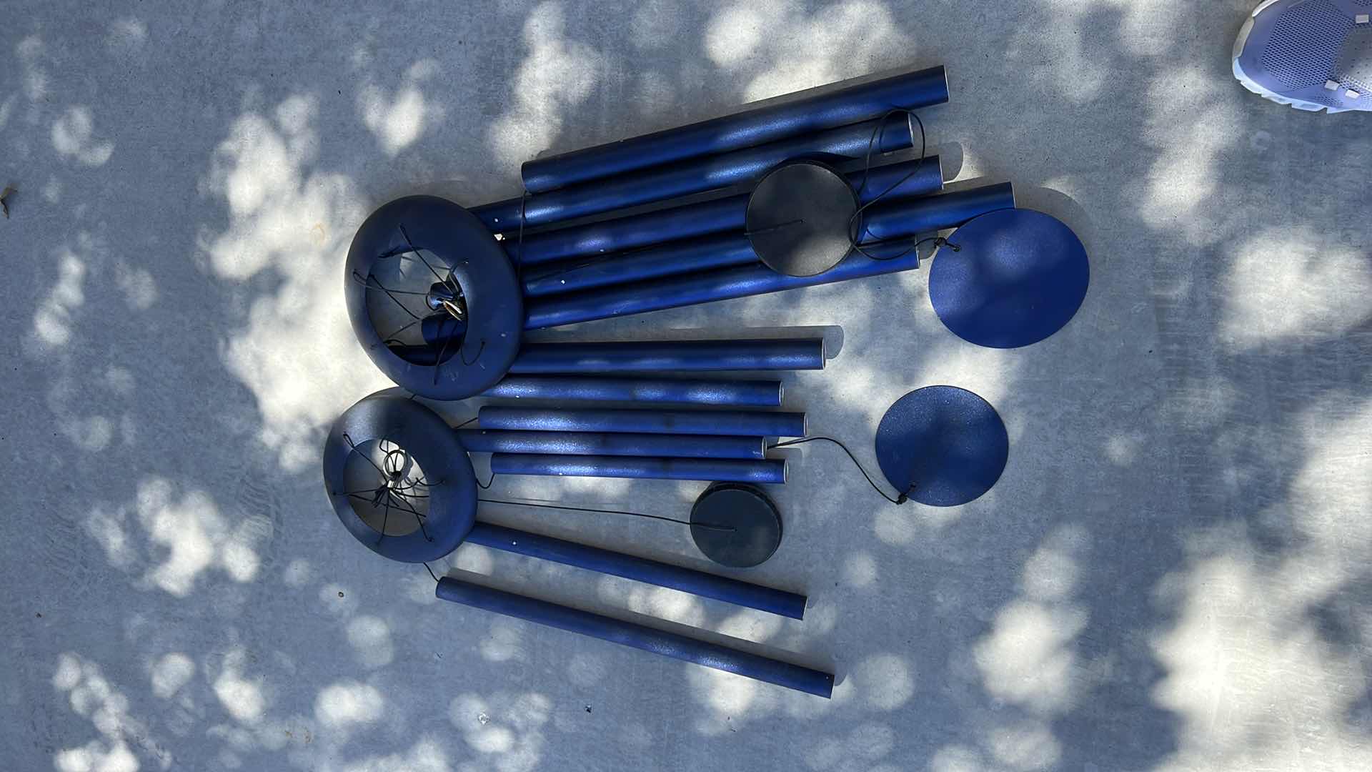 Photo 2 of 2-BLUE METAL HANGING WIND CHIMES