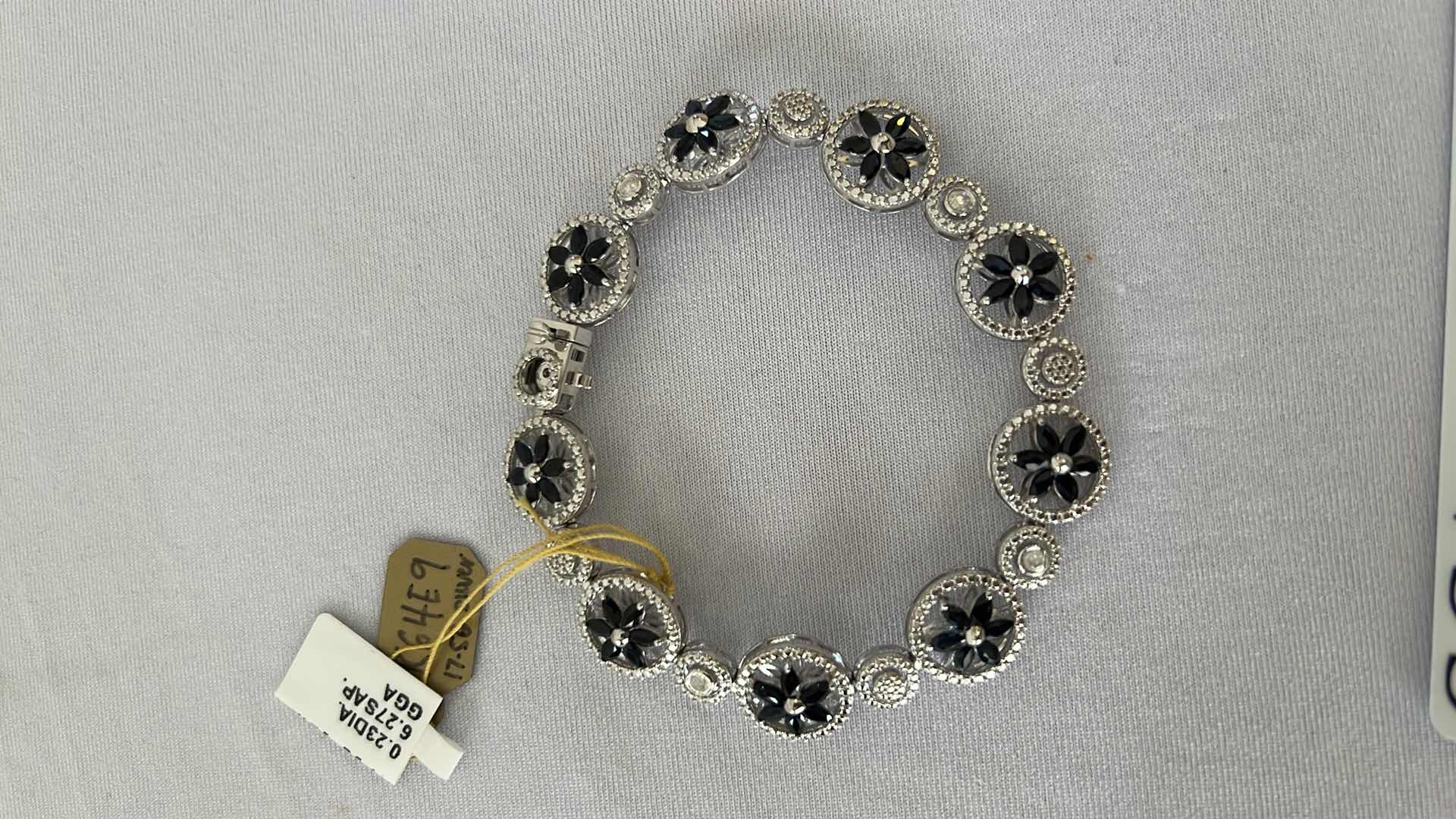 Photo 5 of 925 STERLING SILVER SAPPHIRE CORUNDUM & DIAMOND BRACELET-GGA CERTIFIED   BR008021