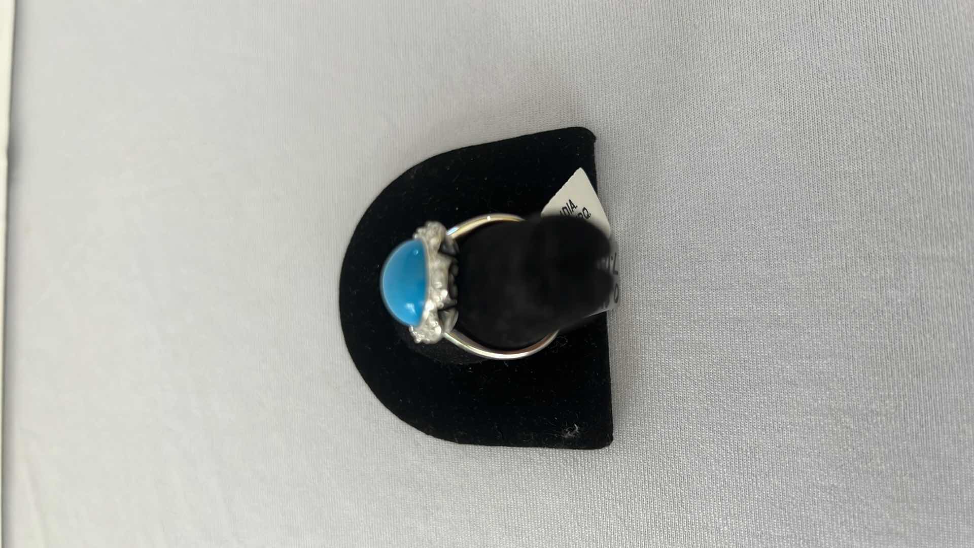 Photo 3 of 925 STERLING SILVER TURQUOISE & DIAMOND RING-GGA CERTIFIED    RN034971