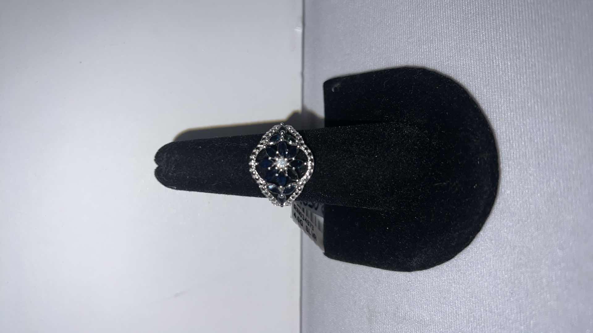 Photo 6 of 925 STERLING SILVER SAPPHIRE CORUNDUM & DIAMOND RING-GGA CERTIFIED-APPROX SIZE 6.5    RN034973