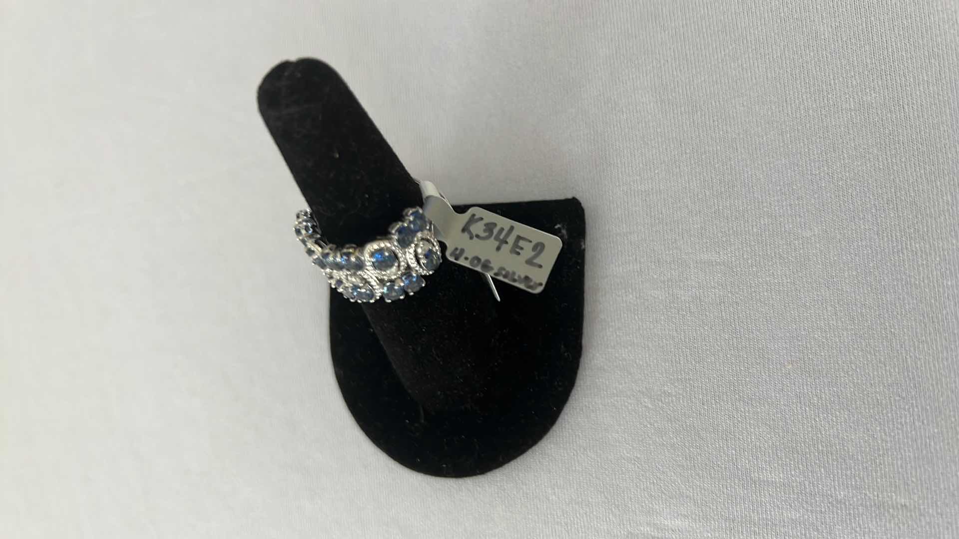 Photo 2 of 925 STERLING SILVER TANZANITE ZOISIT & DIAMOND RING-GGA CERTIFIED-APPROX. SIZE 6.5    RN034970