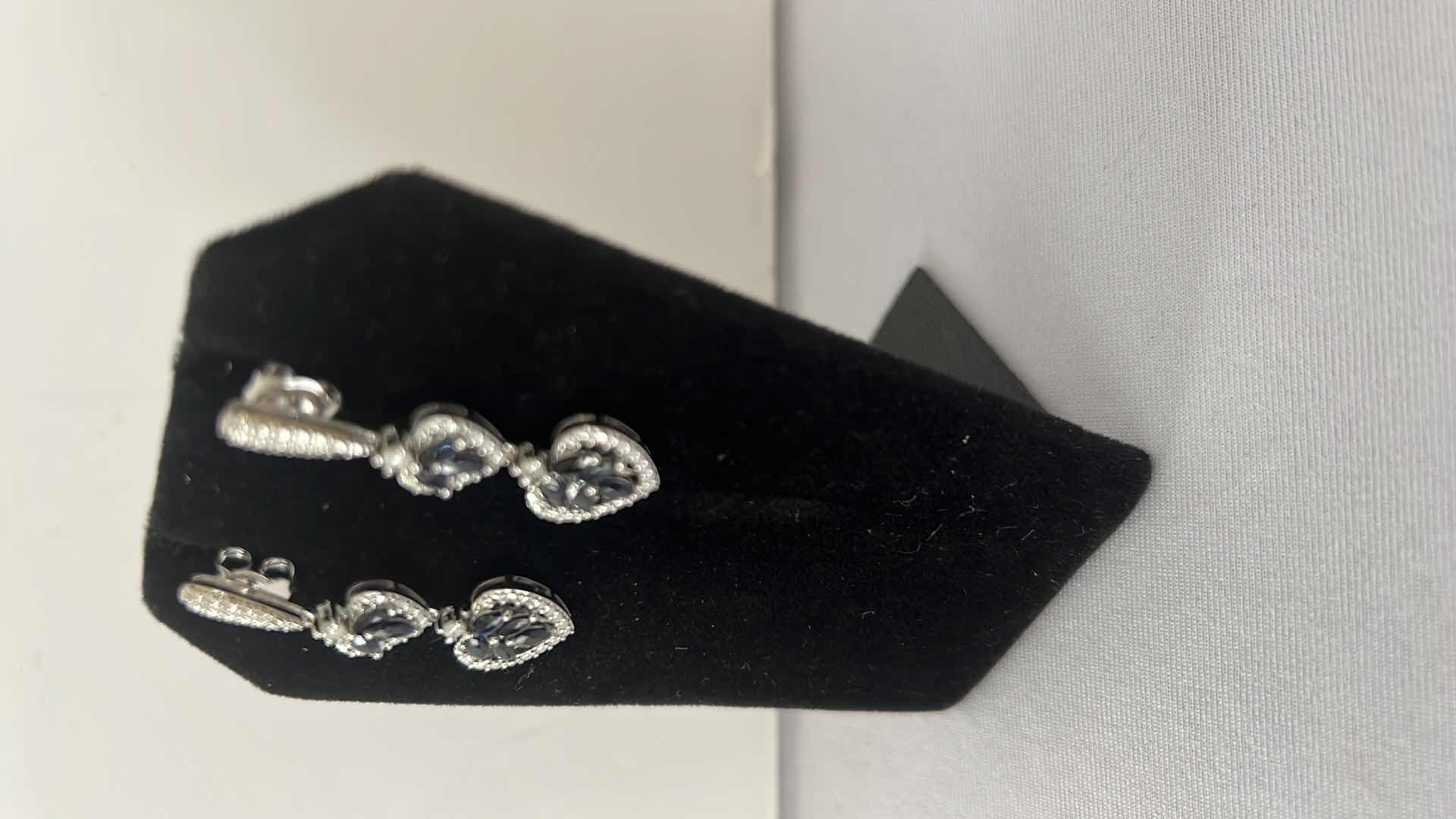 Photo 3 of 925 STERLING SILVER SAPPHIRE CORUNDUM & DIAMOND EARRINGS-GGA CERTIFIED   ER007216