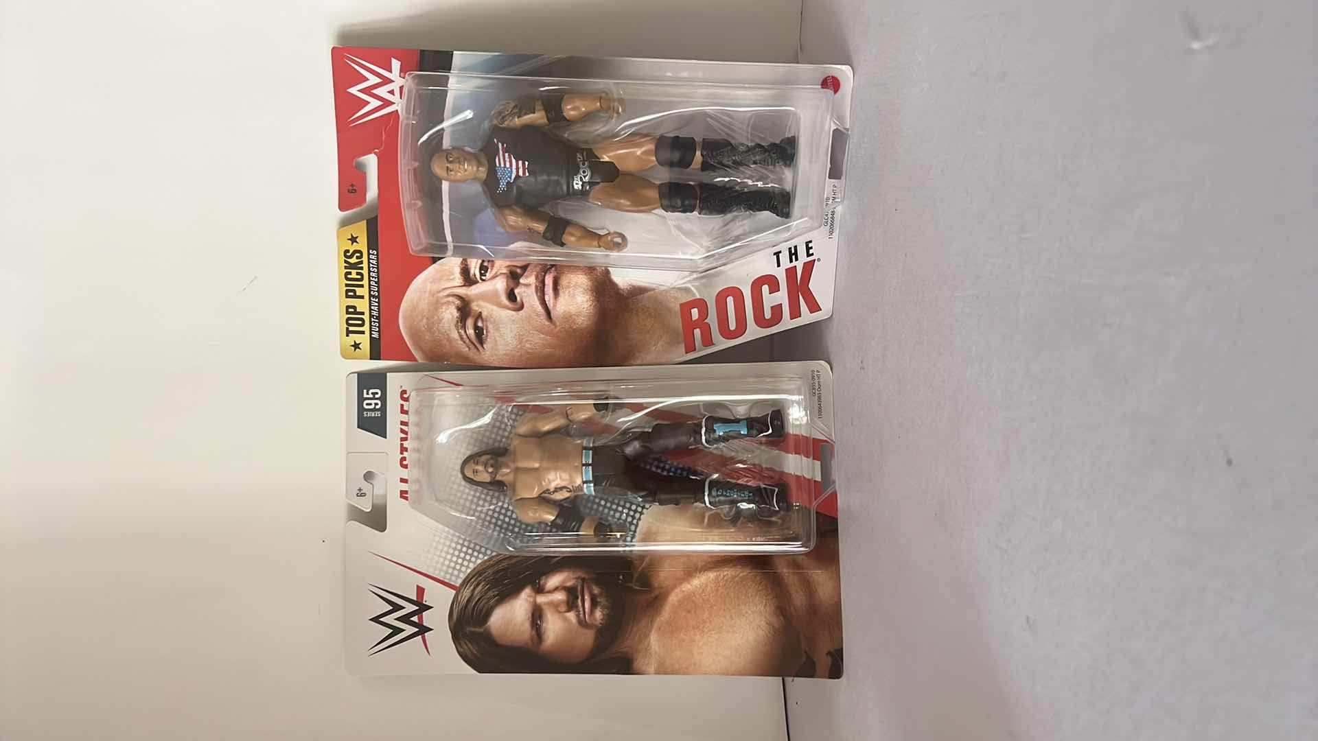 Photo 1 of 2-BRAND NEW MATTEL WWE ACTION FIGURES “THE ROCK & AJ STYLES”  $30