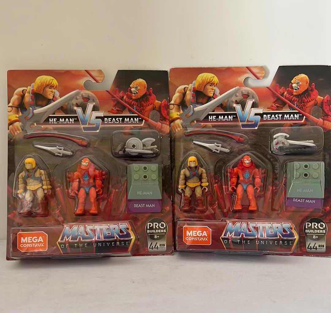 Photo 1 of 2-BRAND NEW MASTER OF THE UNIVERSE “HE-MAN VS BEAST MAN” ACTION FIGURES