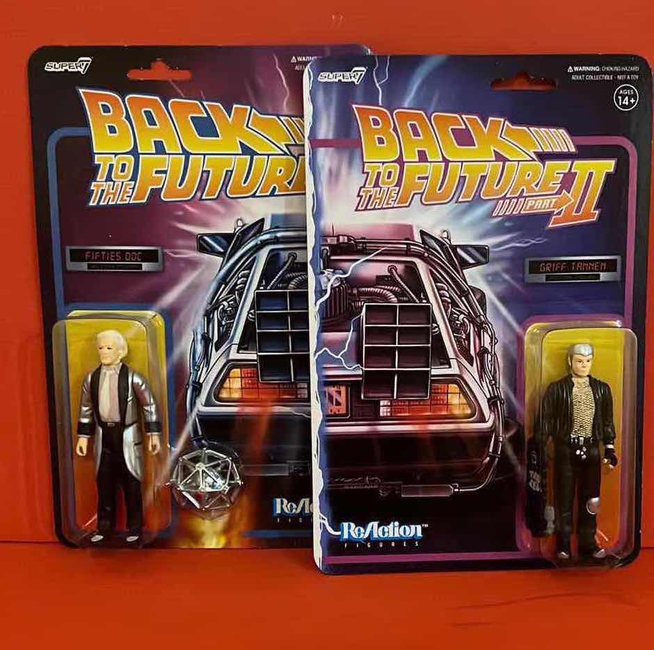 Photo 1 of 2-BRAND NEW SUPER7 BACK TO THE FUTURE ACTION FIGURES