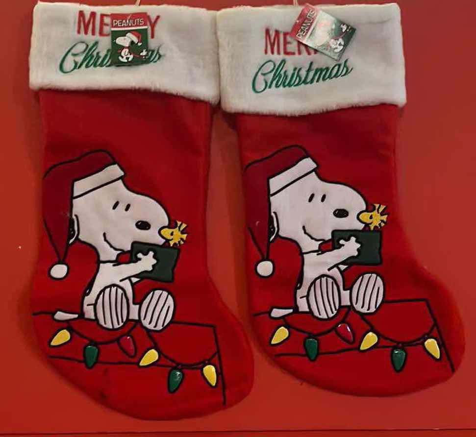 Photo 1 of 2-BRAND NEW PEANUTS SNOOPY CHRISTMAS STOCKINGS