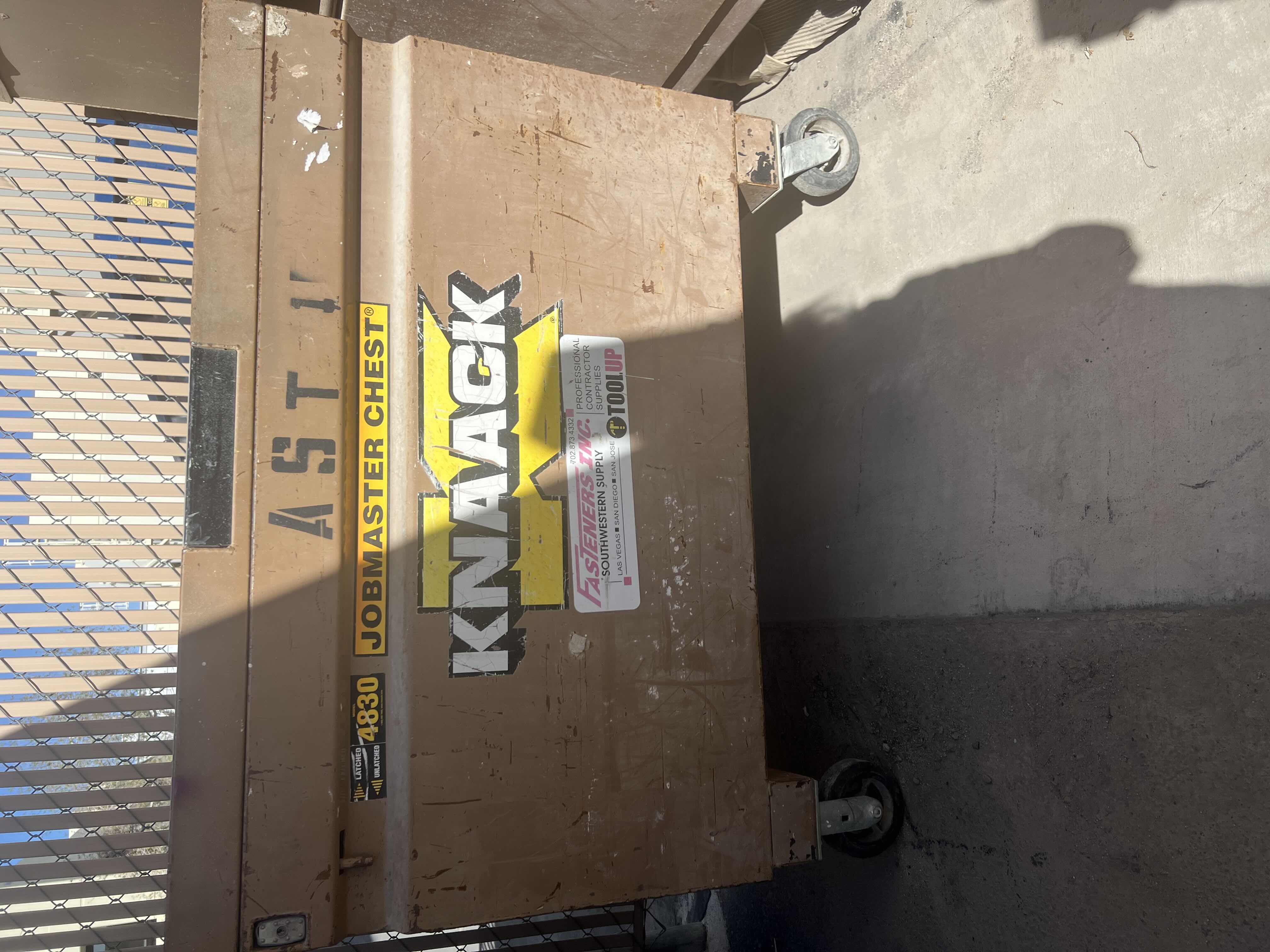 Photo 4 of KNAACK MODEL 89 STORAGEMASTER CHEST PIANO BOX 16-GAUGE STEEL, TAN, 47.8  CU FT (W60 x D30” H49”) USED-ORIGINAL RETAIL $1476.00
