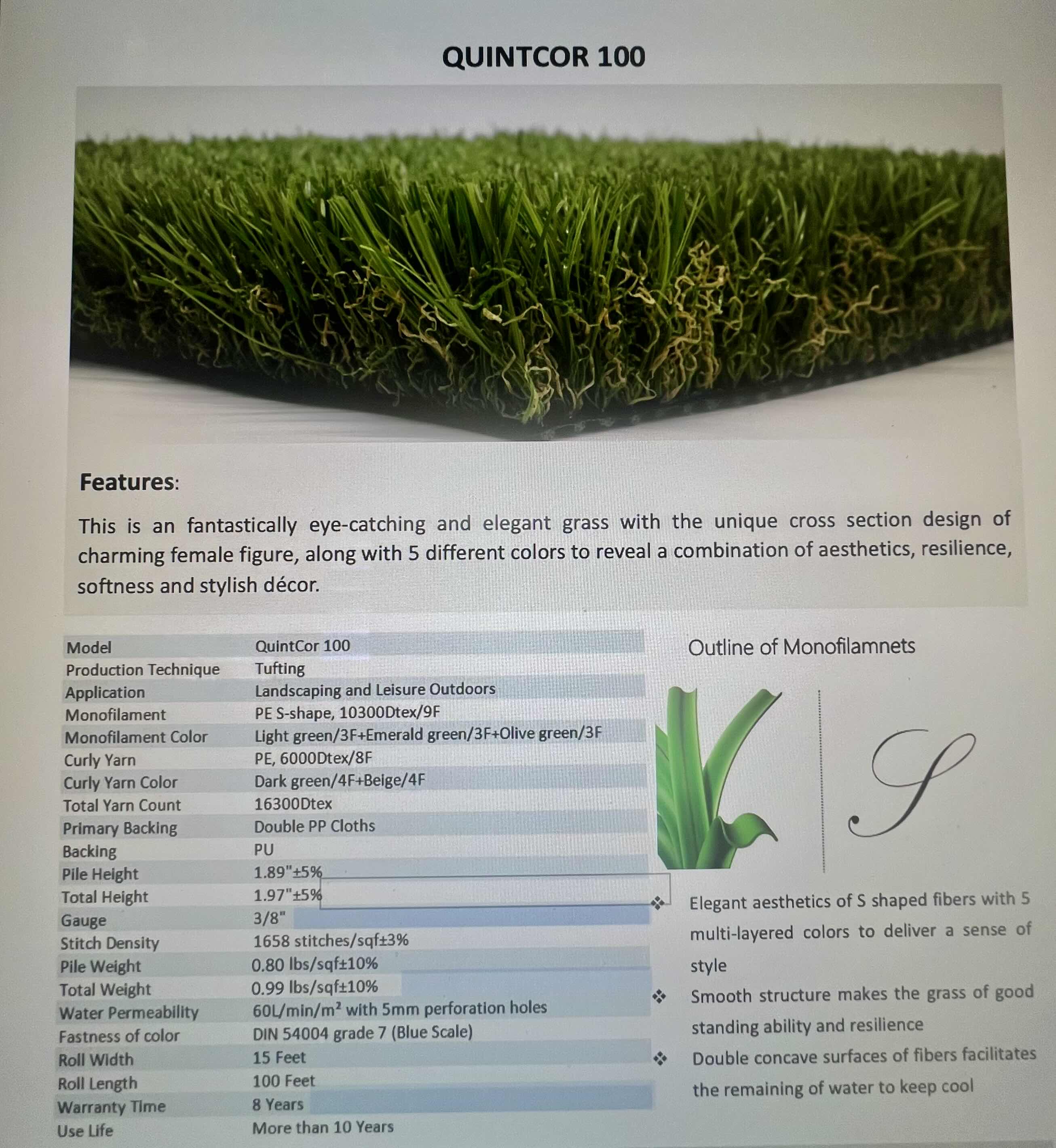 Photo 3 of SUPREME PREMIUM QUALITY ARTIFICIAL TURF GRASS 15’ X 100’ (1500 TOTAL SQ FT) ANTHEM COUNTRY CLUB APPROVED TOTAL TURF HEIGHT 1.97”(((pick-up Sun 5/26 AND Mon 5/27)))