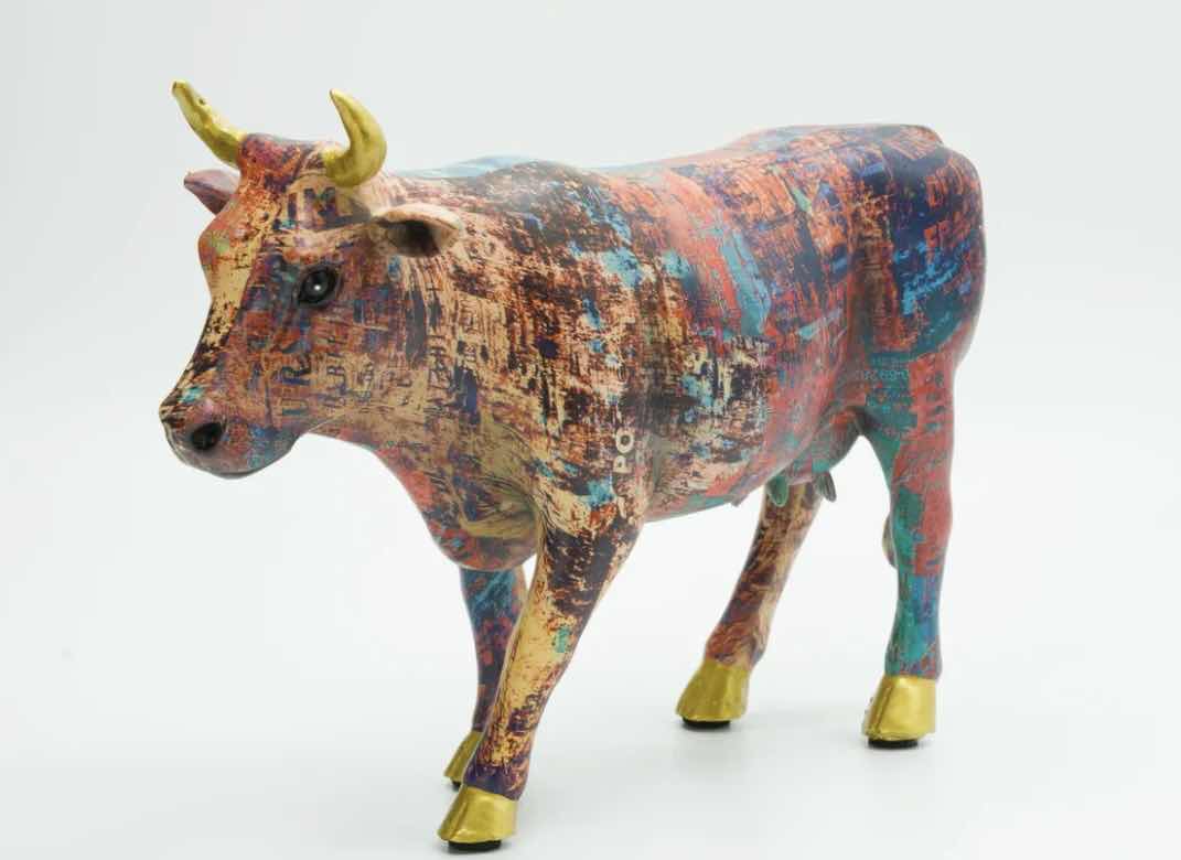 Photo 1 of BRANI COLORFUL RESIN COW 10” x 3” 7”