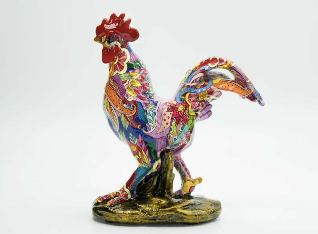 Photo 3 of BRANI COLORFUL RESIN ROOSTER 7” x 4” x 9”