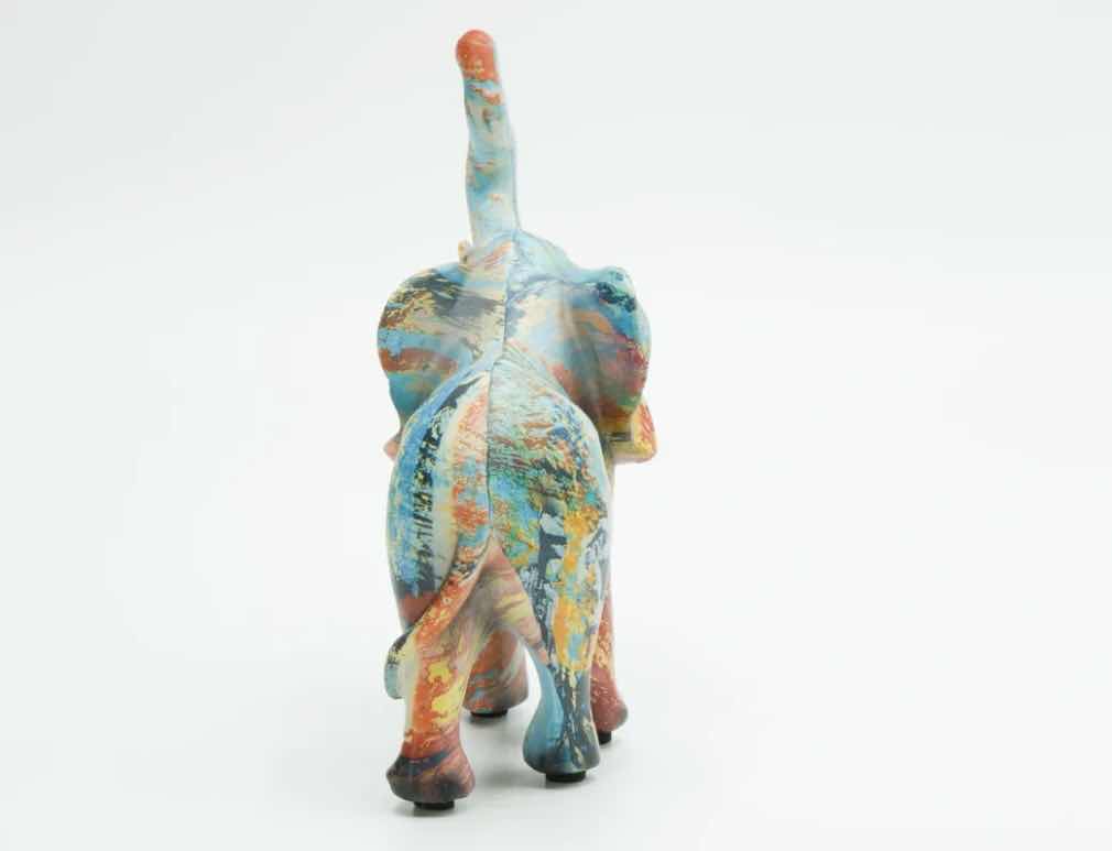 Photo 2 of BRANI COLORFUL RESIN SMALL ELEPHANT 5” x 3” x 6”