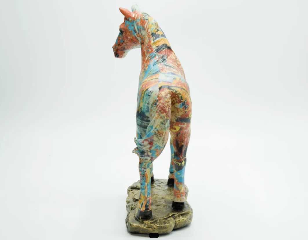 Photo 2 of BRANI COLORFUL RESIN HORSE 9” x 4” x 10”