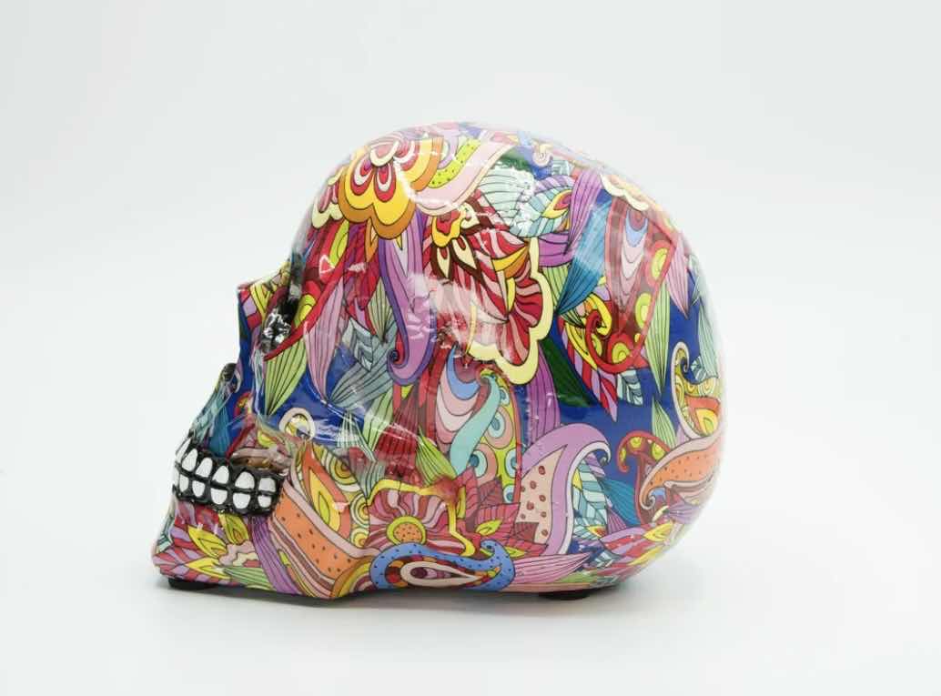 Photo 4 of BRANI LARGE COLORFUL RESIN SKULL 5” x 7” x 6”