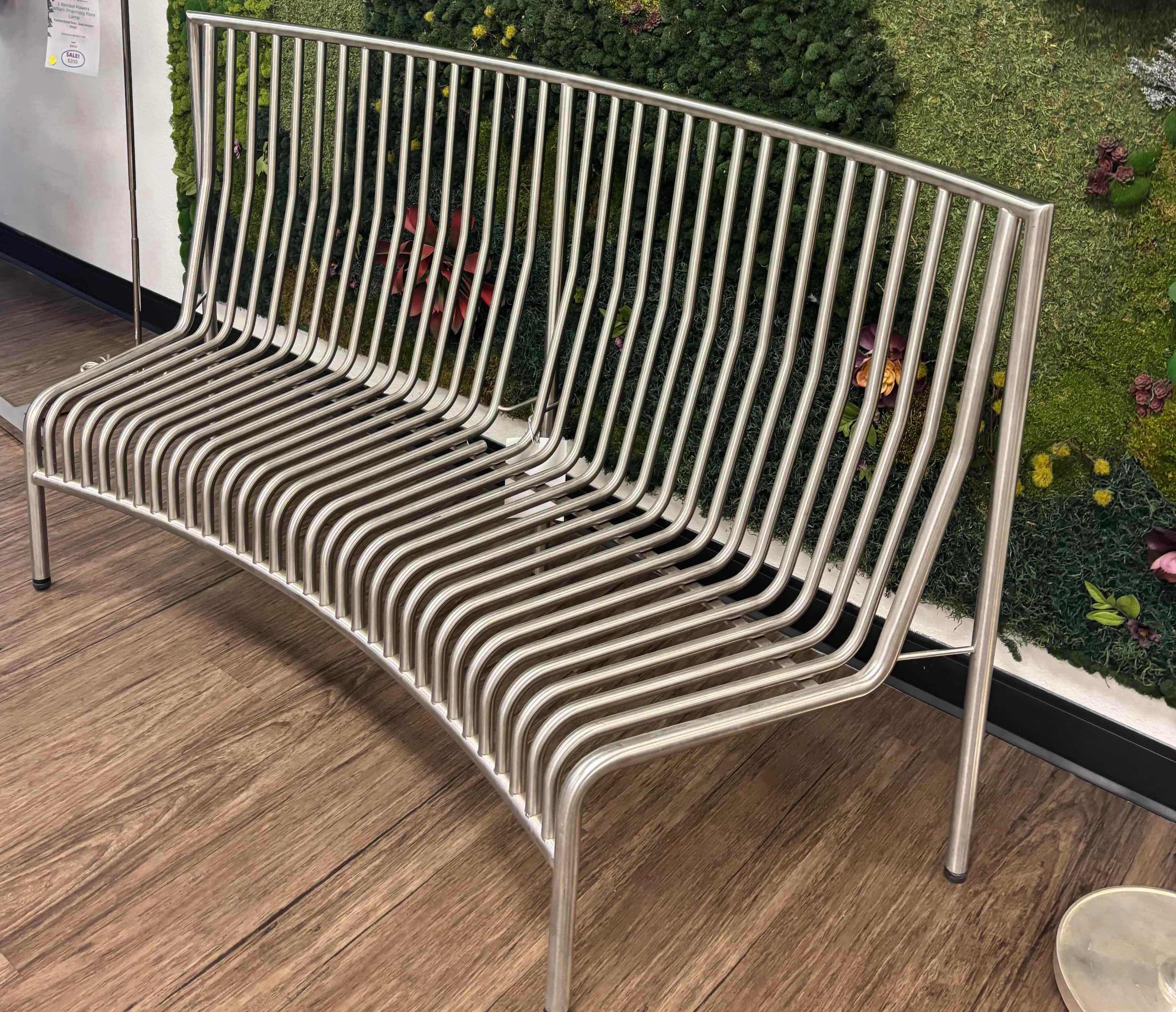 Photo 2 of VILLAGE CASA STAINLESS STEEL OUTDOOR METAL BENCH “ZERO-GRAVITY” SEAT POSITION. METAL TUBED FRAME  SKU VC-DY-STLS168 
MSRP $2995.