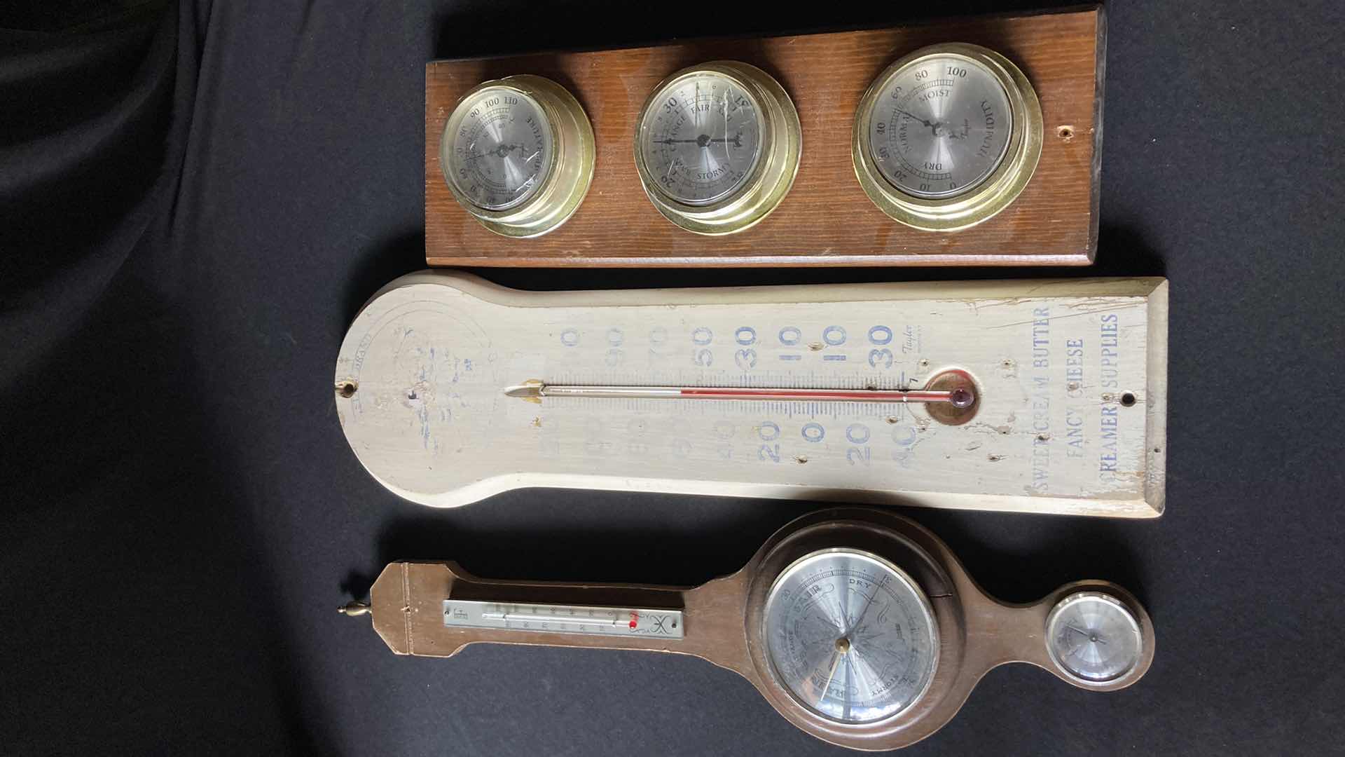 Photo 1 of WEATHERED WOOD THERMOMETERS (3) H 21in