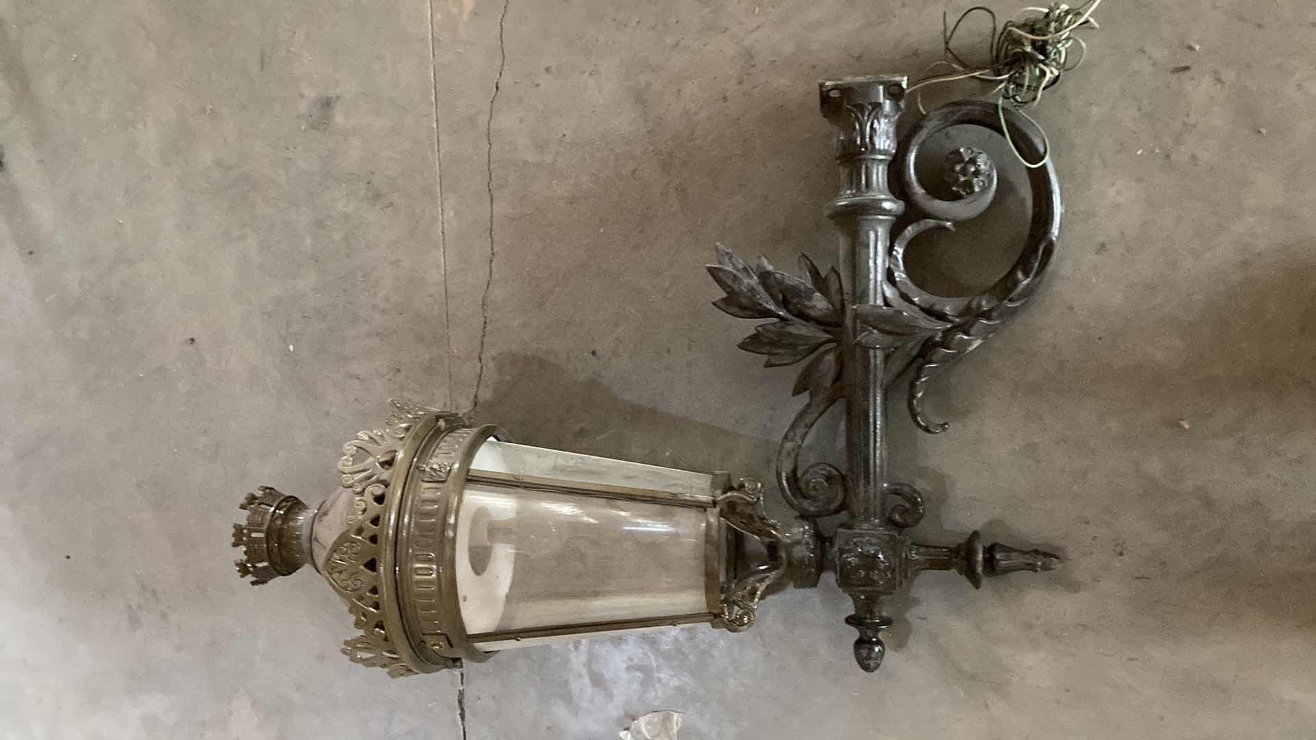 Photo 2 of EARLY CENTURY STYLE WROUGHT IRON SCONCE 29in X 16in H 42in