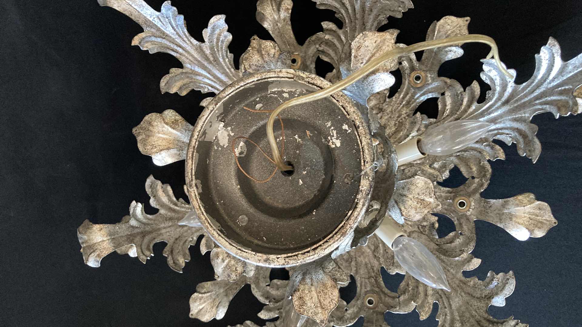 Photo 5 of MID-CENTURY SILVER FINISH METAL CHANDELIER 24” X 18”H 11.5”