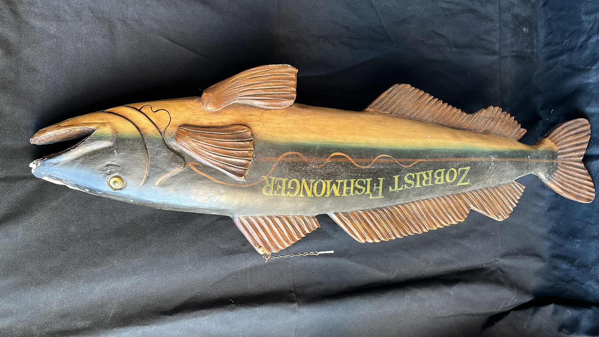 Photo 2 of VINTAGE FISHMONGER PLASTER REPLICA FISH WALL HANGING DECOR 48” X 15”