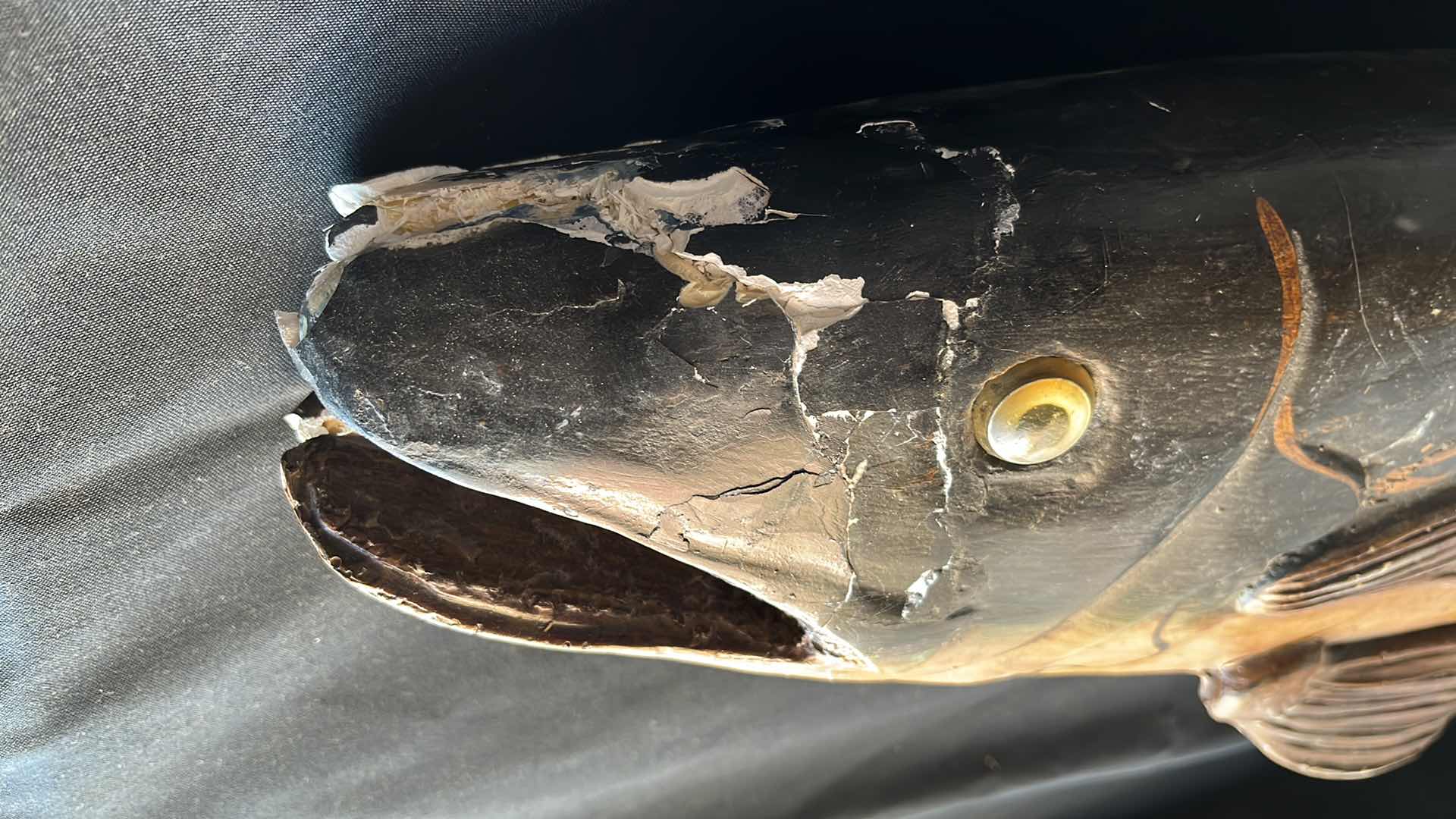 Photo 5 of VINTAGE FISHMONGER PLASTER REPLICA FISH WALL HANGING DECOR 48” X 15”