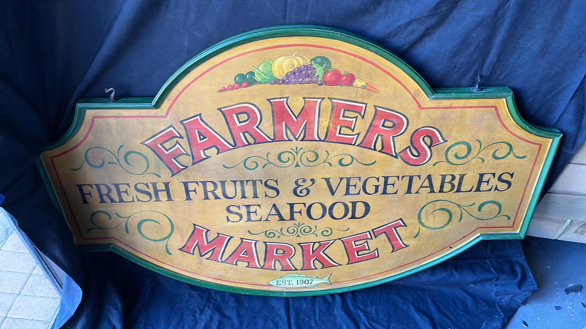 Photo 1 of VINTAGE FARMERS MARKET DOUBLE SIDED CEILING HANGING DECOR 66.25” X 43.25”