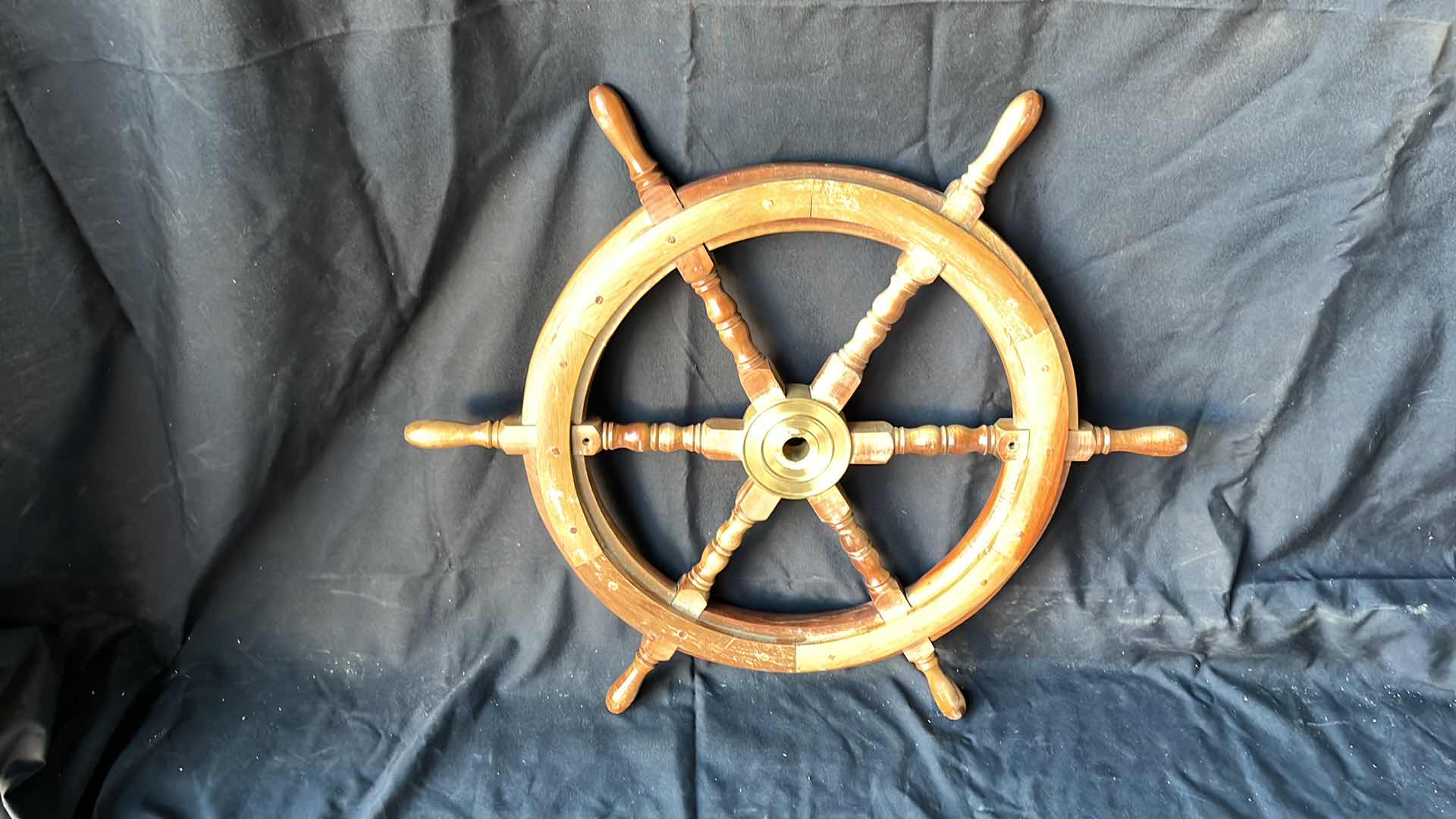 Photo 3 of VINTAGE WOODEN SHIP WHEEL 30”