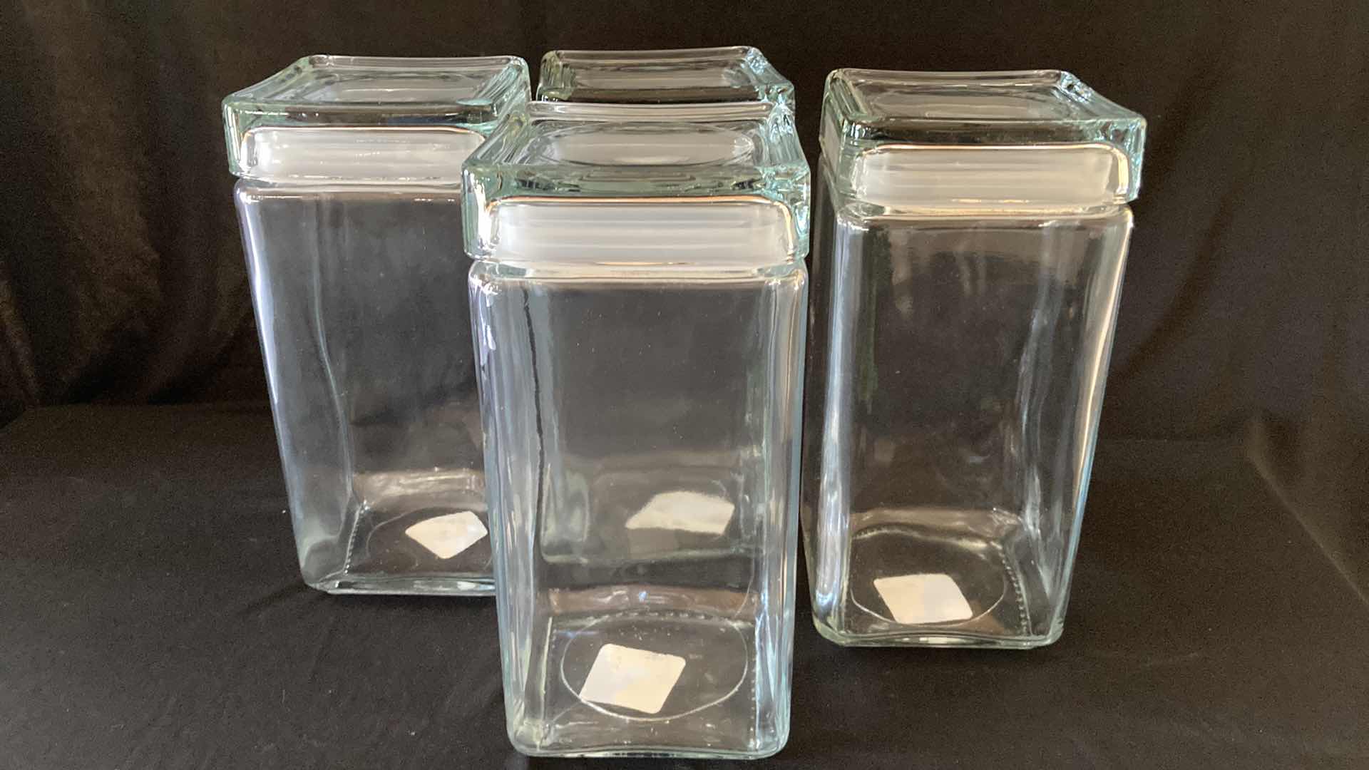 Photo 1 of NEW ANCHOR HOCKING CO 2QT SQUARE GLASS STORAGE JARS (4)