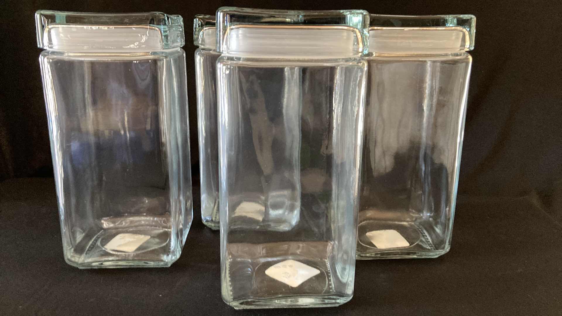 Photo 2 of NEW ANCHOR HOCKING CO 2QT SQUARE GLASS STORAGE JARS (4)
