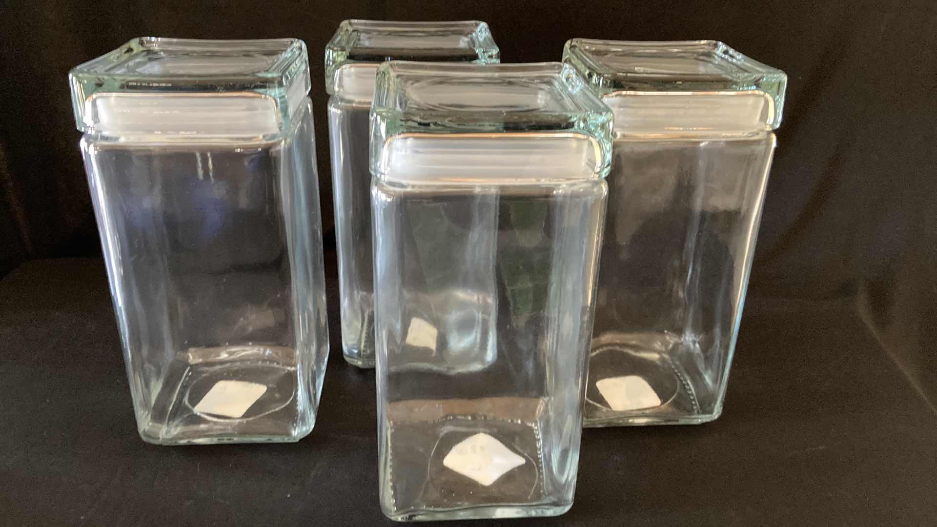 Photo 1 of NEW ANCHOR HOCKING CO 2QT SQUARE GLASS STORAGE JARS (4)