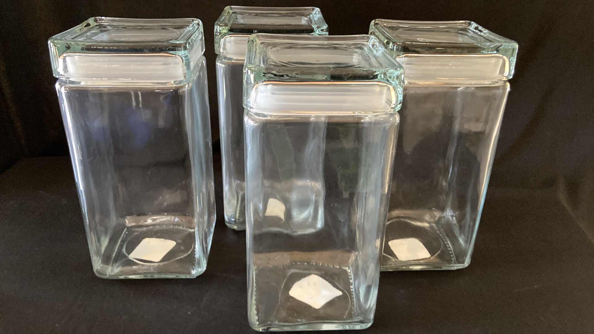 Photo 1 of NEW ANCHOR HOCKING CO 2QT SQUARE GLASS STORAGE JARS (4)