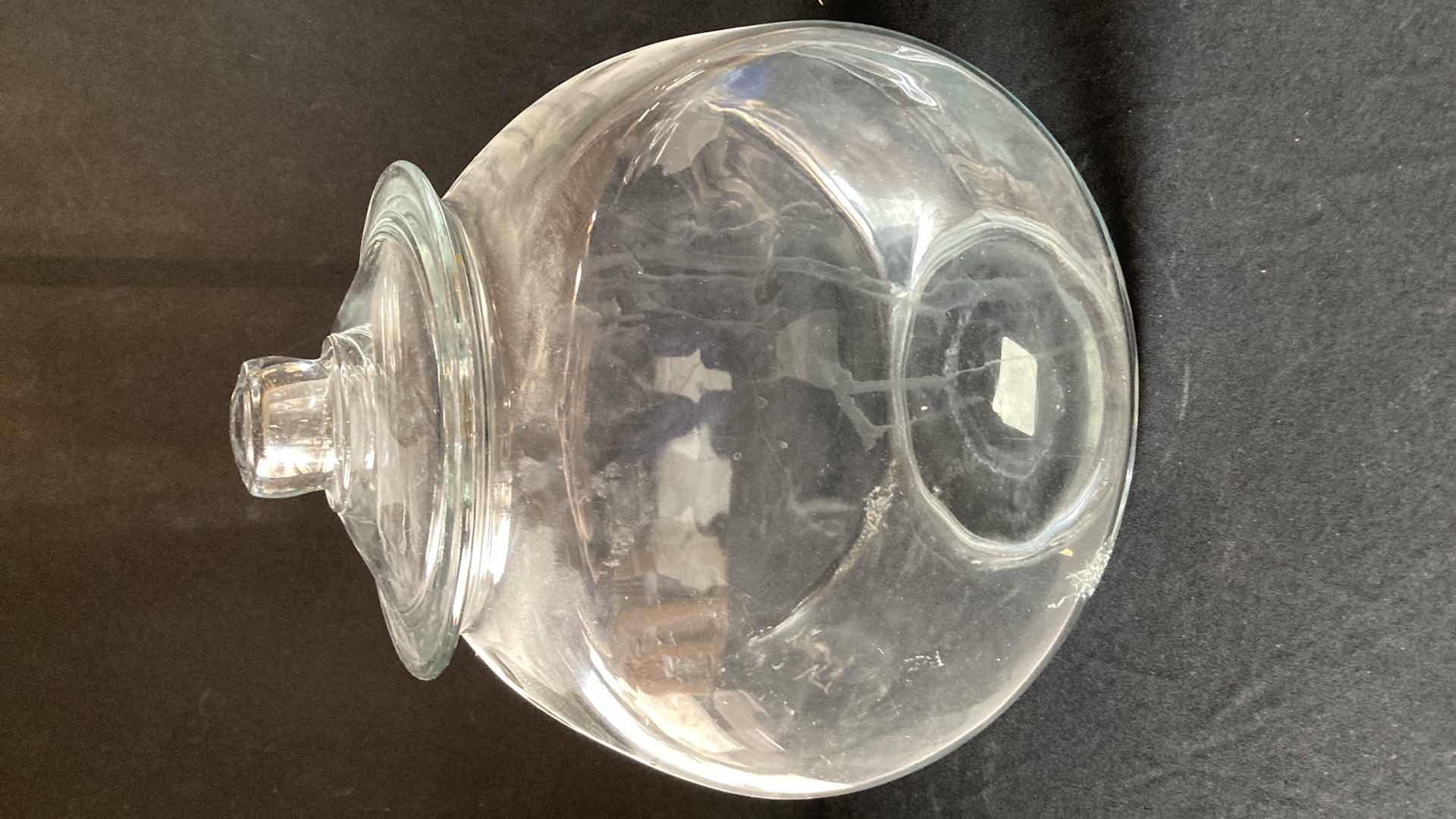 Photo 1 of ANCHOR HOCKING DRUM STYLE GLASS JAR W LID 11” X 6.5” H 13”